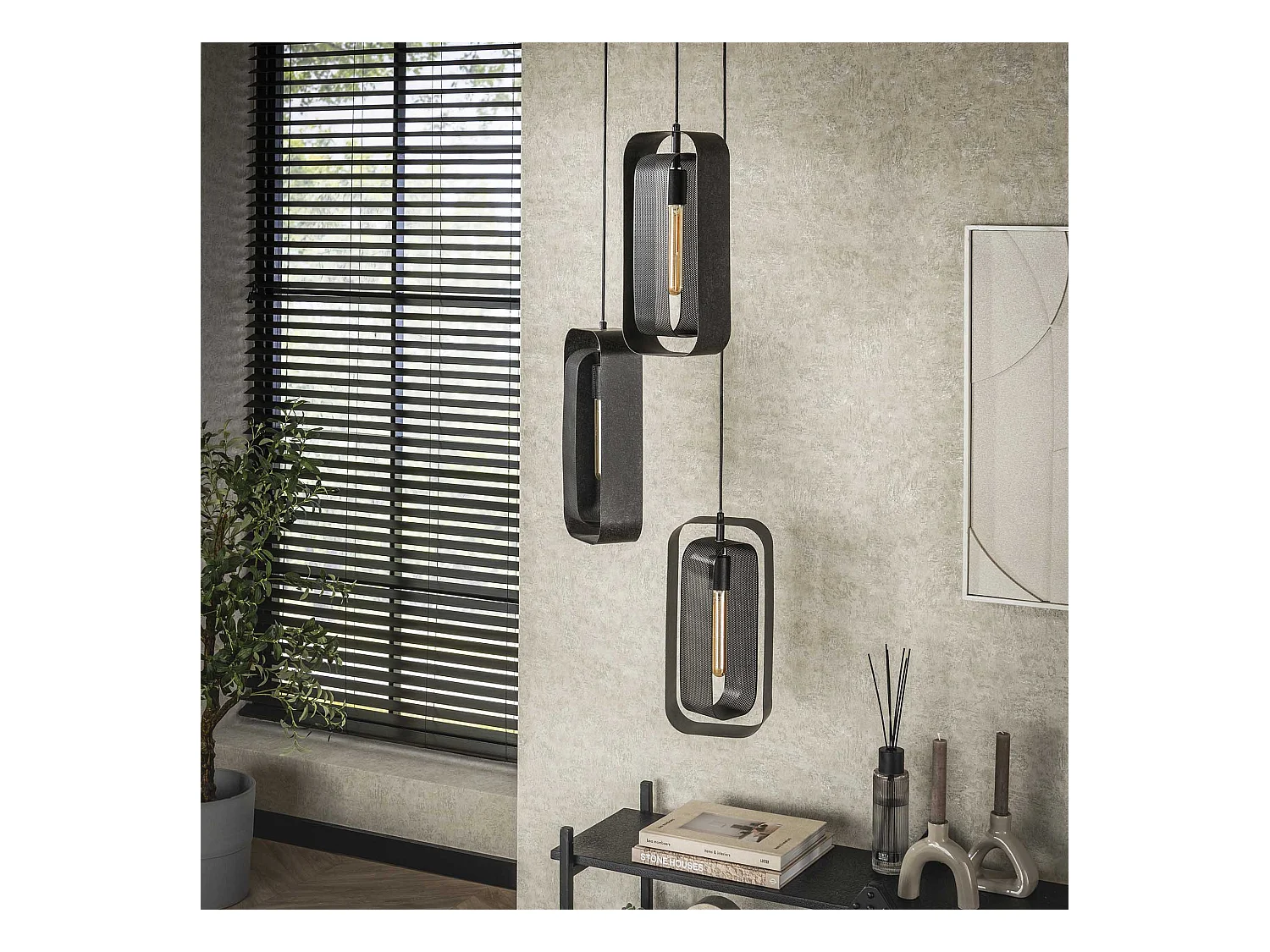 Pendelleuchte 3L Mesh Rotate - Arctic Black