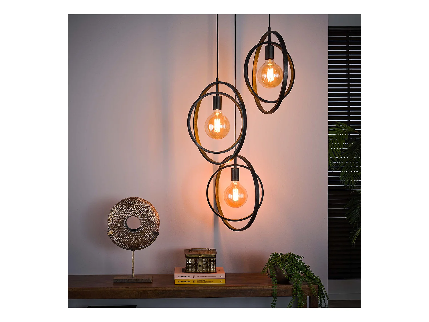 Suspension 3 lampes - Turn Around - Noir - Industriel