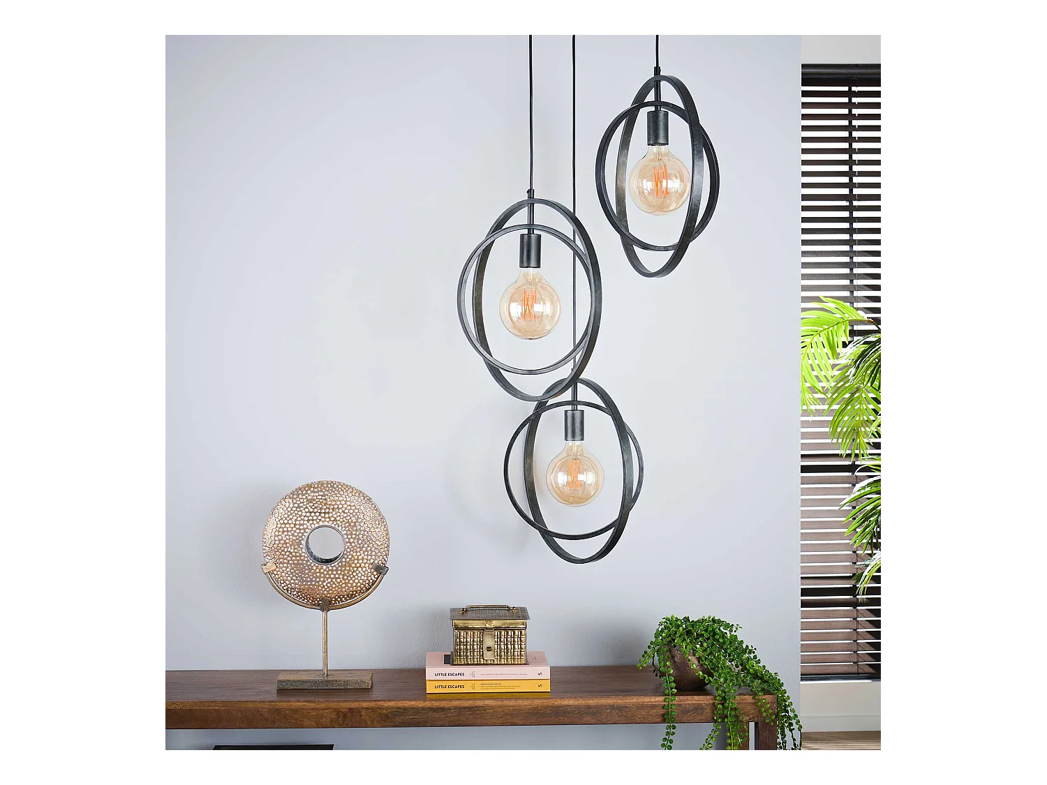 Suspension 3 lampes - Turn Around - Noir - Industriel
