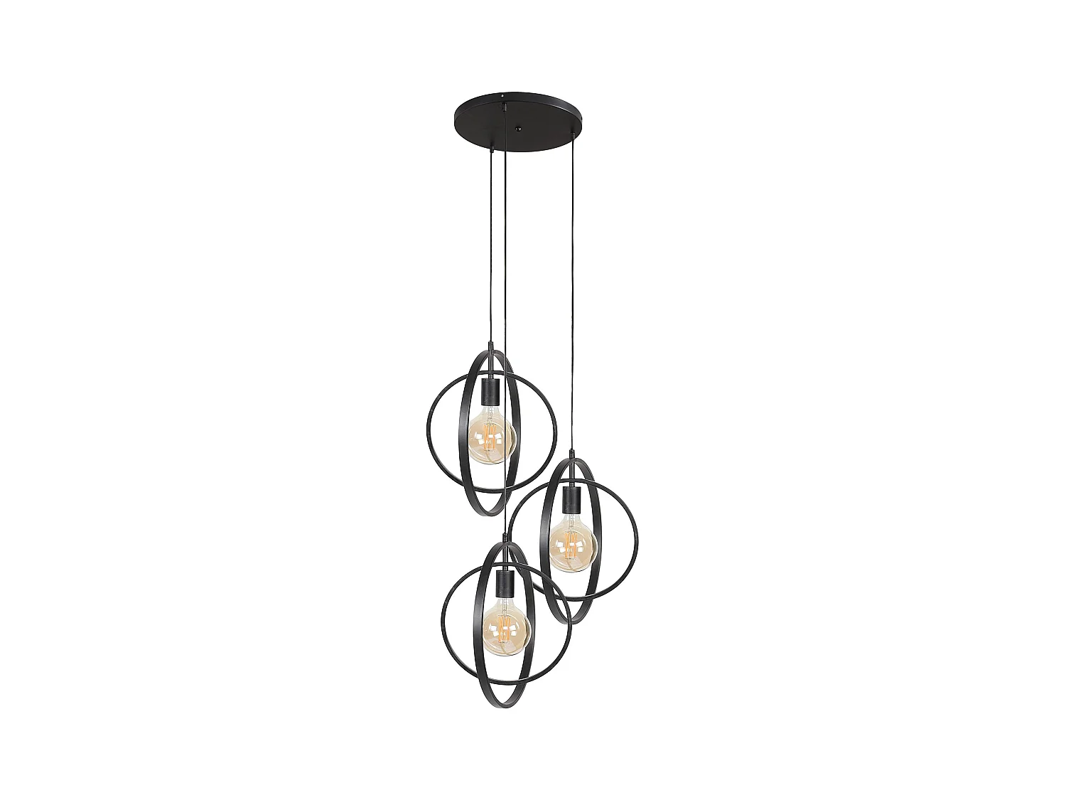 Suspension 3 lampes - Turn Around - Noir - Industriel