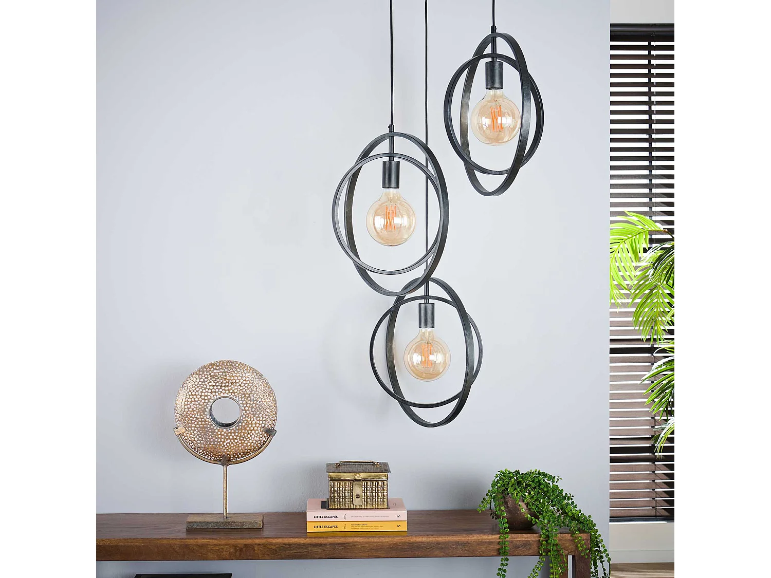 Hanglamp met 3 Lampen - Turn Around - Zwart - Industrieel