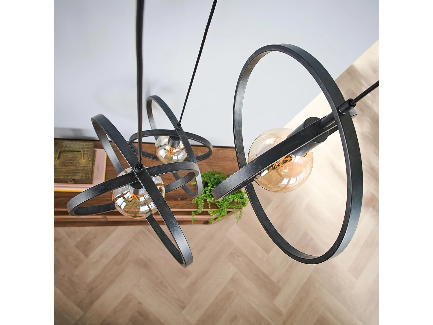 Hanglamp met 3 Lampen - Turn Around - Zwart - Industrieel