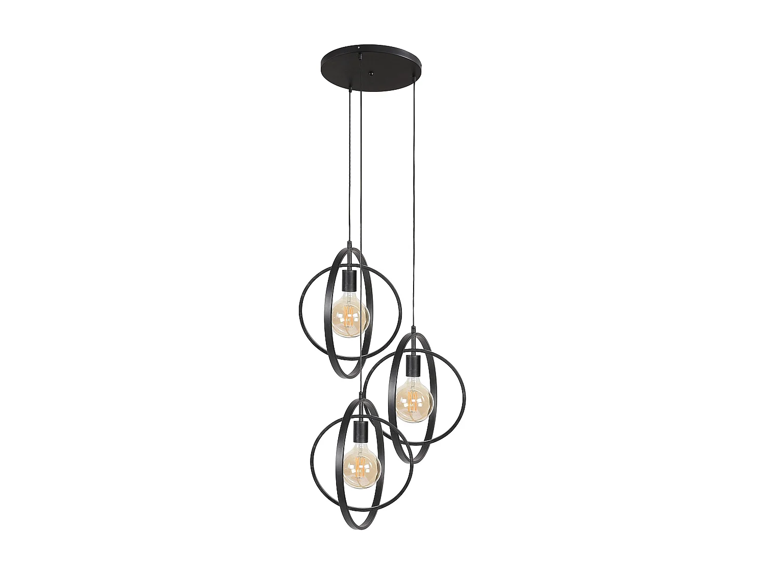 Hanglamp met 3 Lampen - Turn Around - Zwart - Industrieel