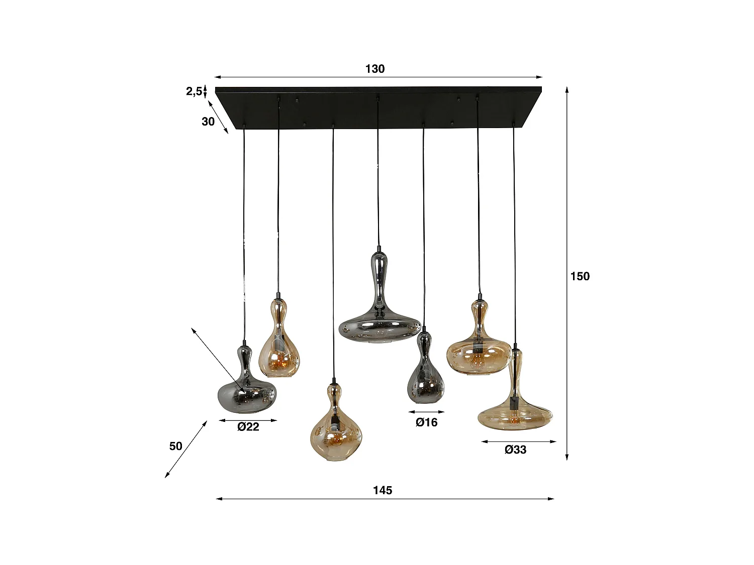 Suspension 4+3 Carafe - Noir Artic