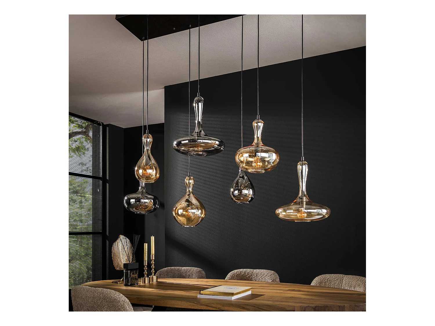 Pendelleuchte 4+3 Karaffe - Arctic Black