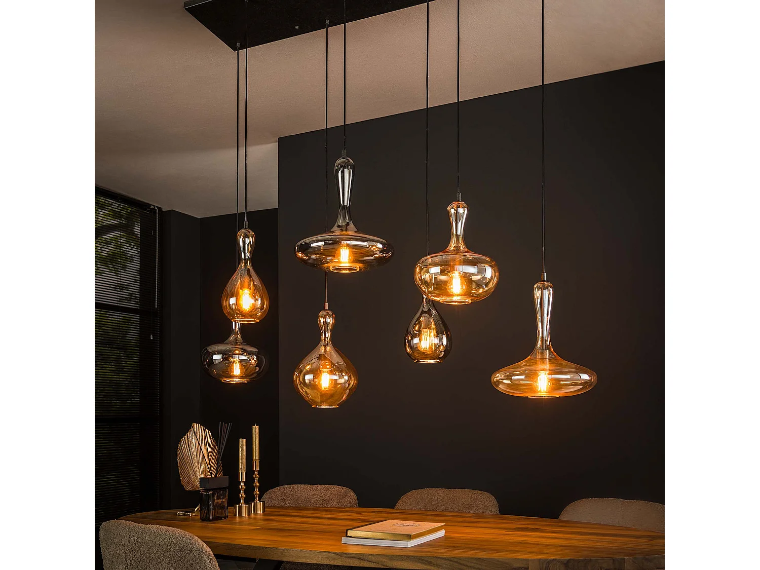 Lámpara colgante 4+3 Carafe - Negro Ártico