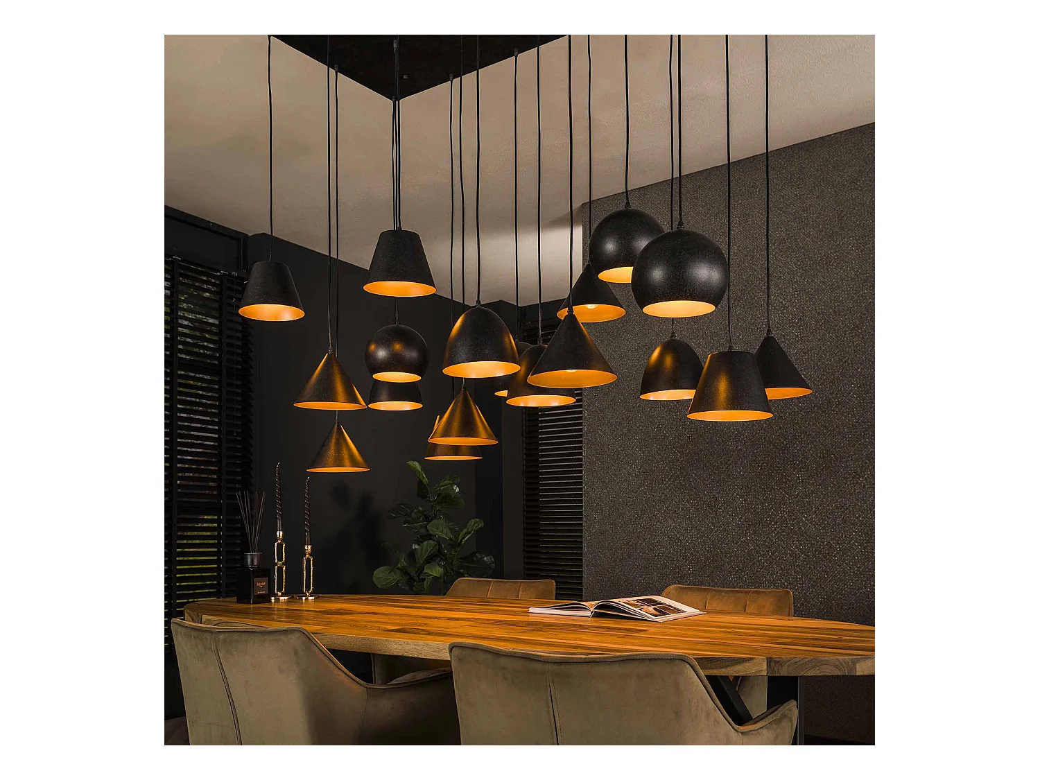 Suspension 18L XXL Abat-jour Métal - Noir Artic