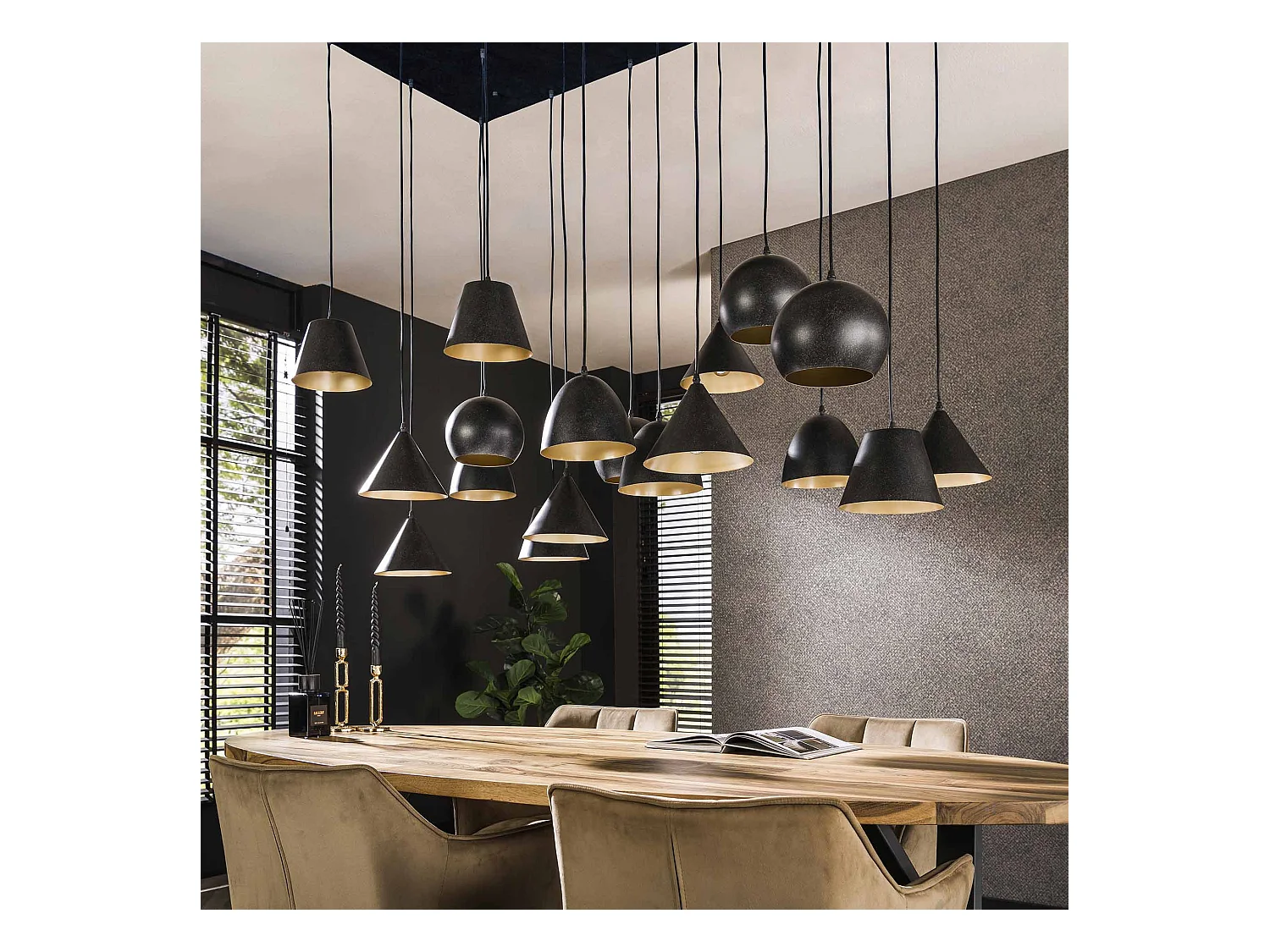 Pendelleuchte 18L XXL Metallschirm - Arktisschwarz