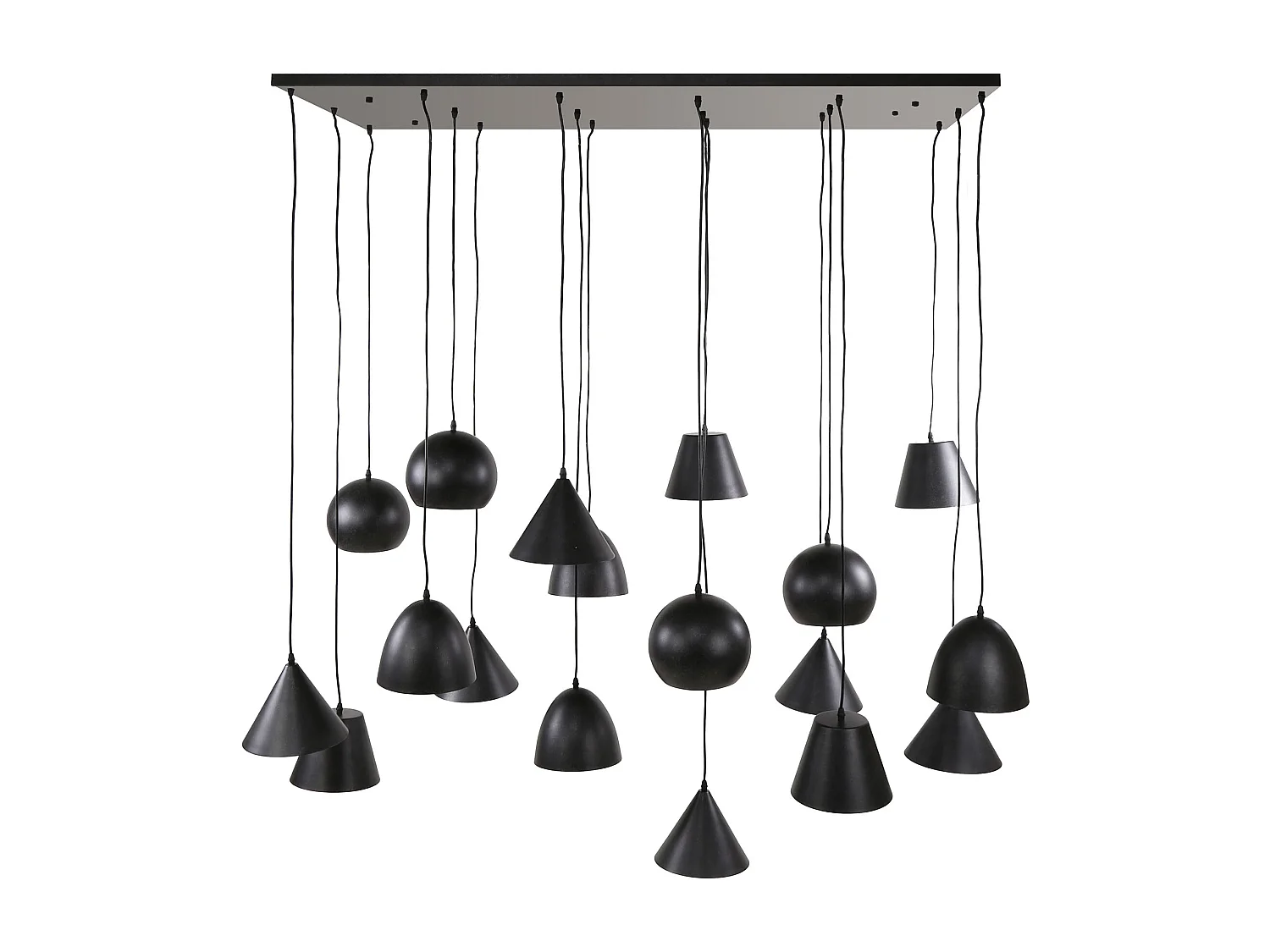 Lámpara colgante XXL de 18 l con pantalla metálica - Negro Ártico