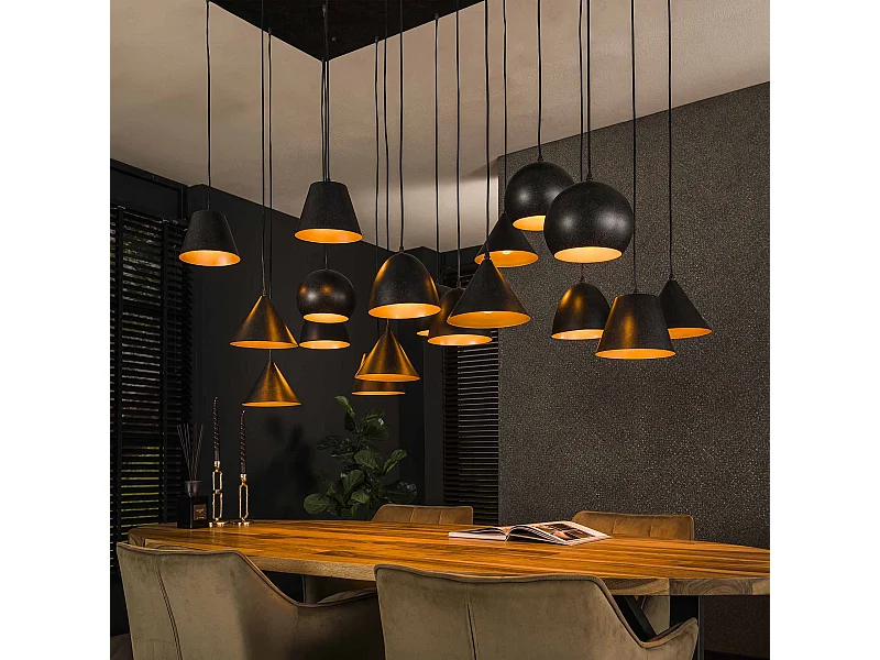 Lámpara colgante XXL de 18 l con pantalla metálica - Negro Ártico