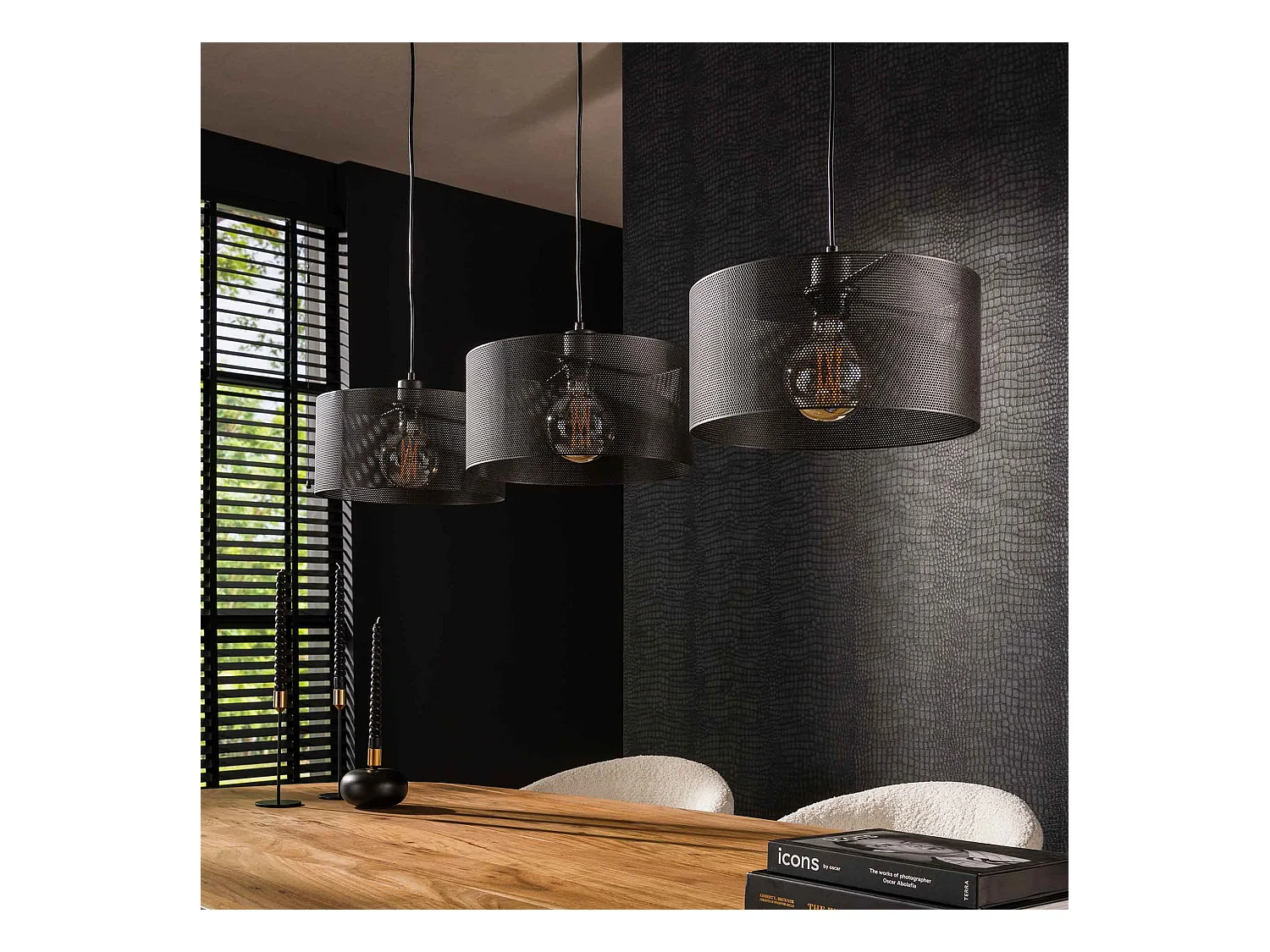 Pendelleuchte 3L Mesh Round - Arctic Black