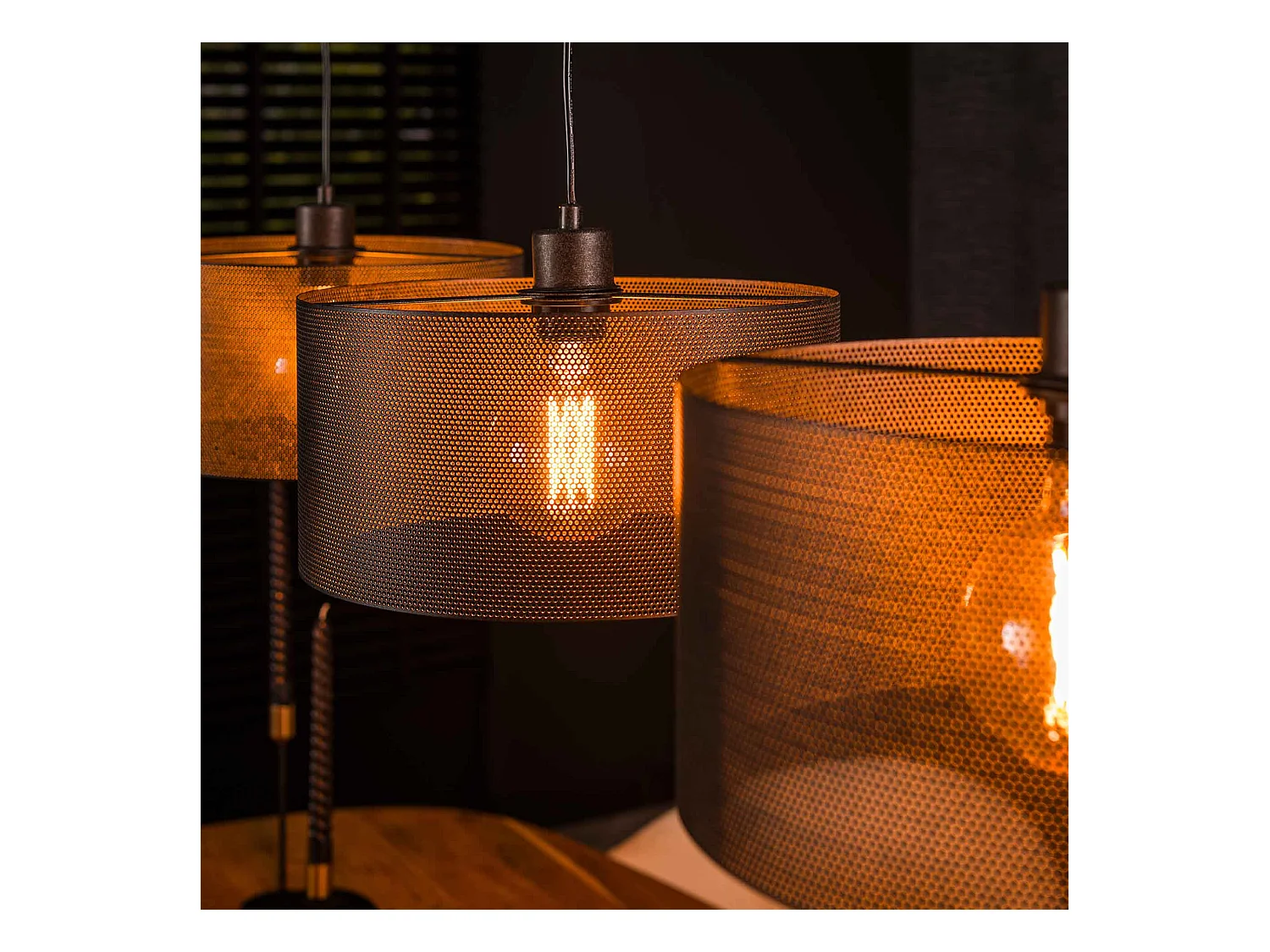 Pendelleuchte 3L Mesh Round - Arctic Black