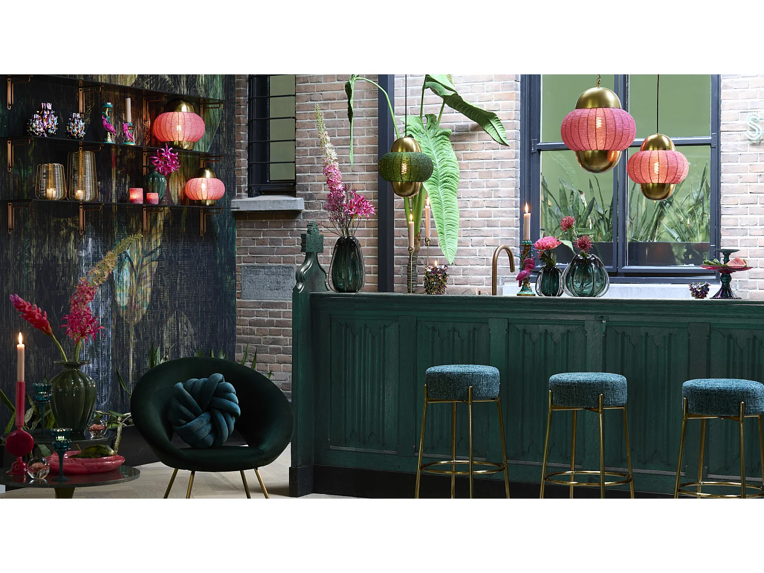 Lampe à suspension CETARA - Ø26x28cm - Vert