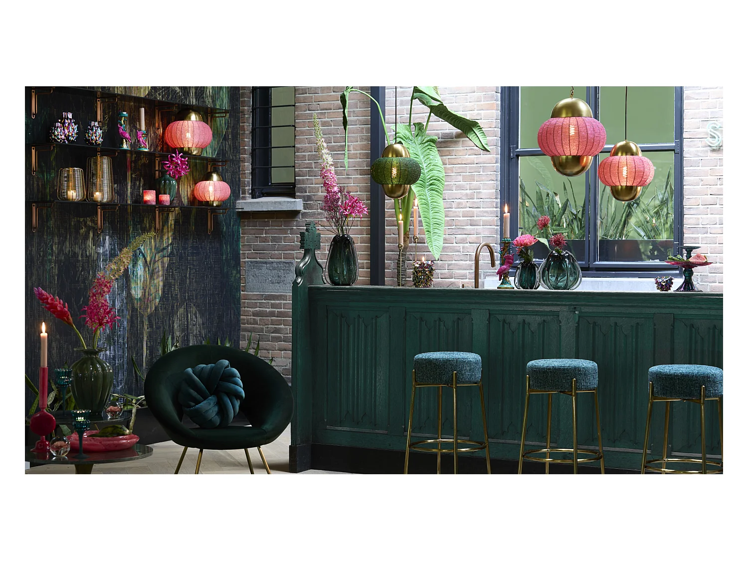 Lampe à suspension CETARA - Ø26x28cm - Vert