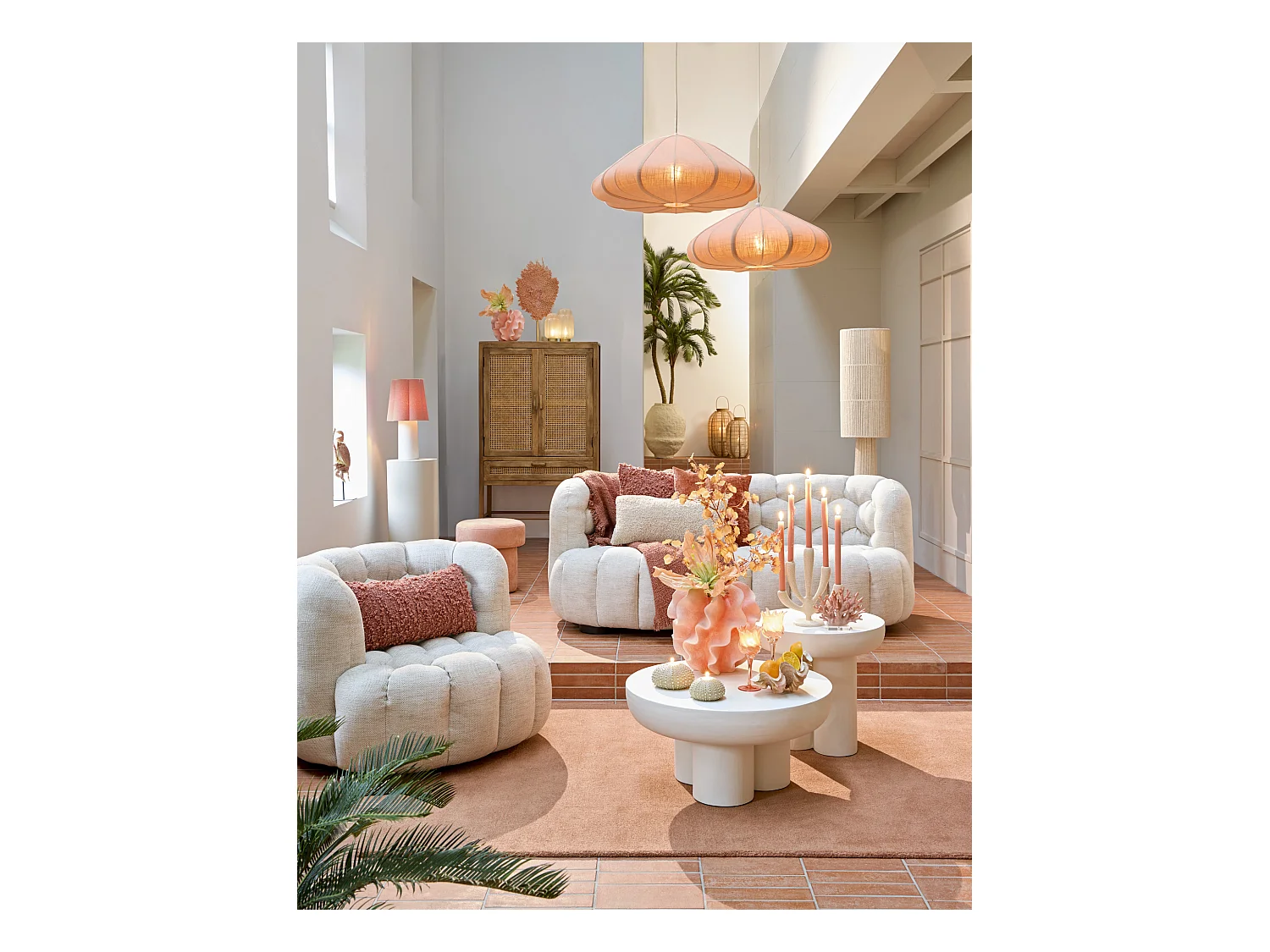 Lampe à suspension CESANO - Ø64x25cm - Rose