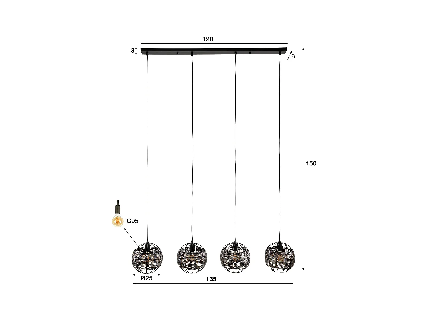 Suspension 4L Ø25 Armor Open - Noir Marron