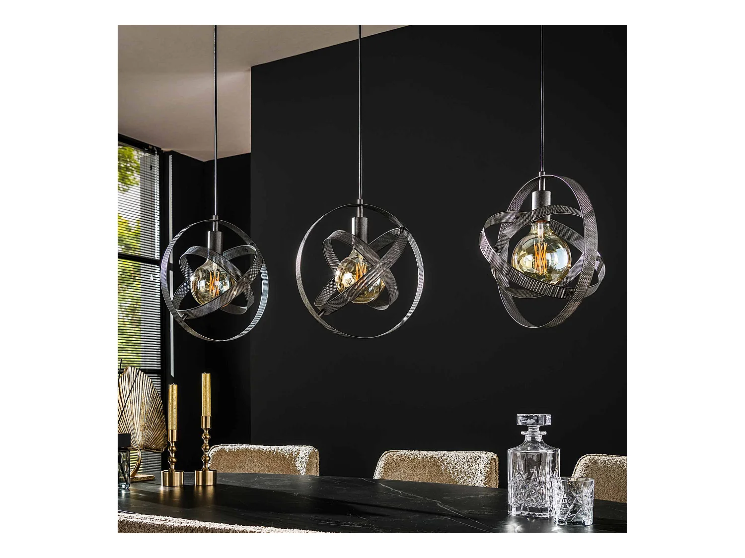 Pendelleuchte 3L Cosmos Mesh - Arctic Black