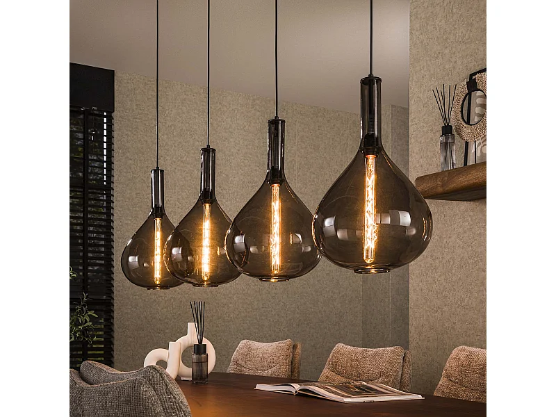 Pendelleuchte 4L Drop Smoke Glass - Arctic Black