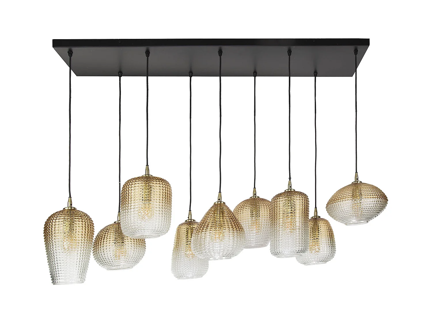 Hanglamp 5+4 Dot Pattern - Amberkleurig Glas