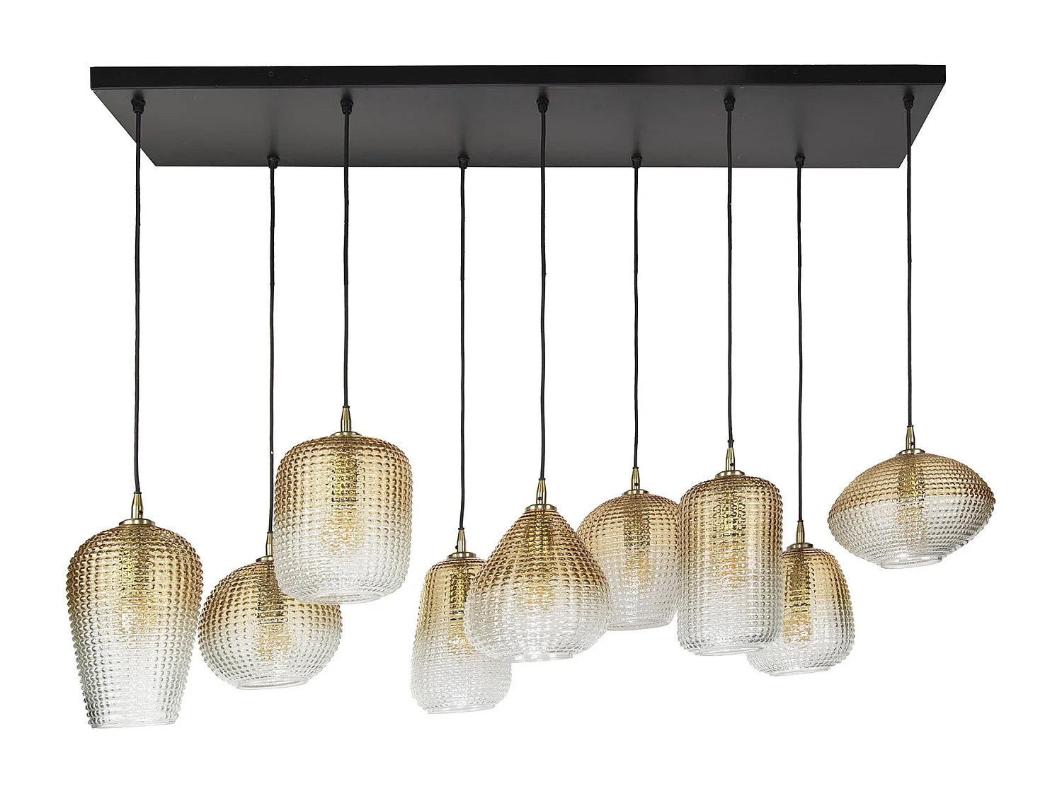 Pendelleuchte 5+4 Punktmuster - Bernsteinglas