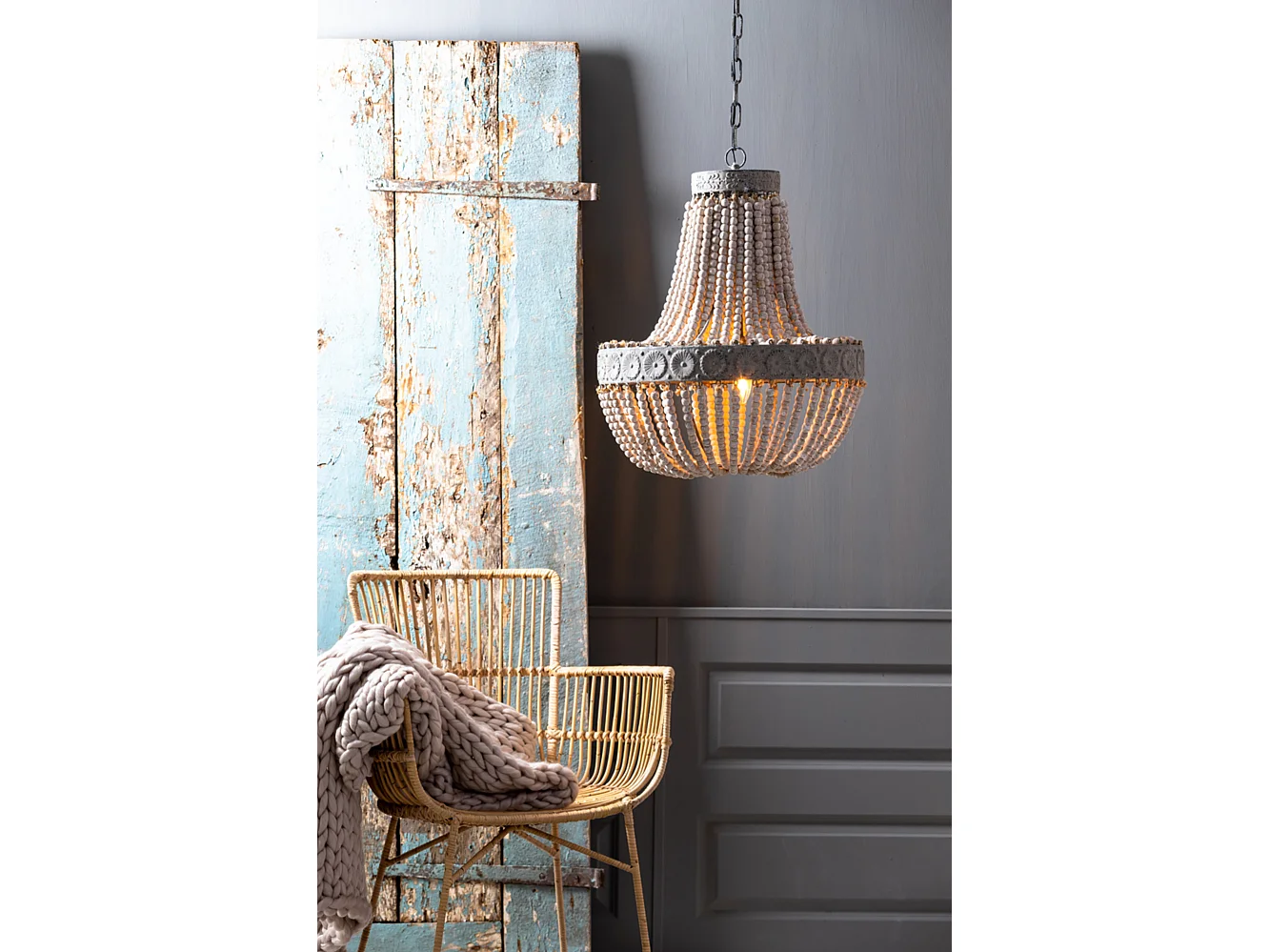 Suspension LUNA - Ø51x63cm - Blanc