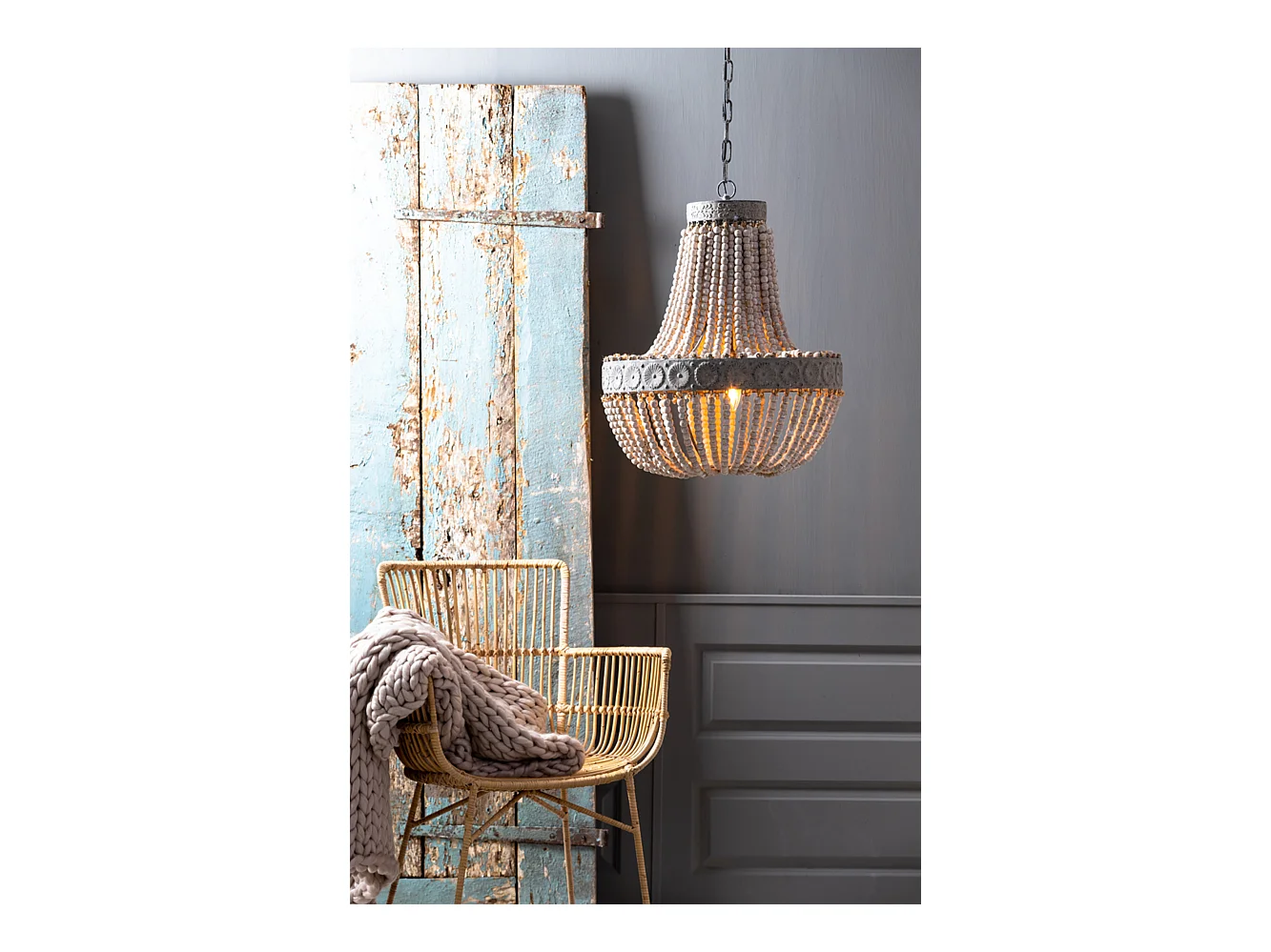 Suspension LUNA - Ø51x63cm - Blanc