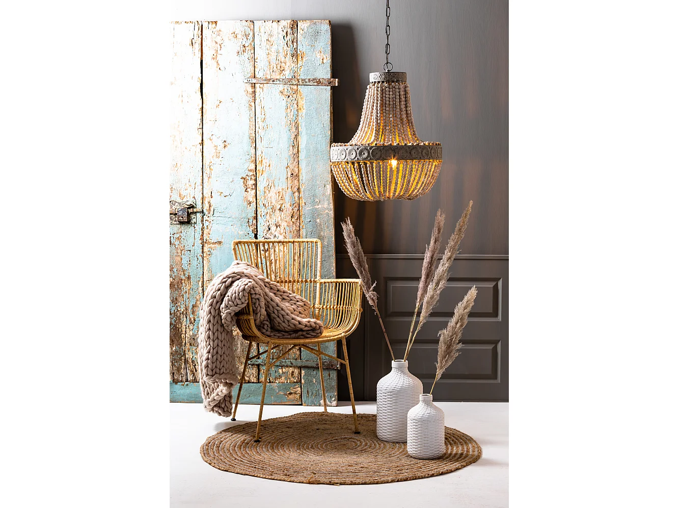 Suspension LUNA - Ø51x63cm - Blanc