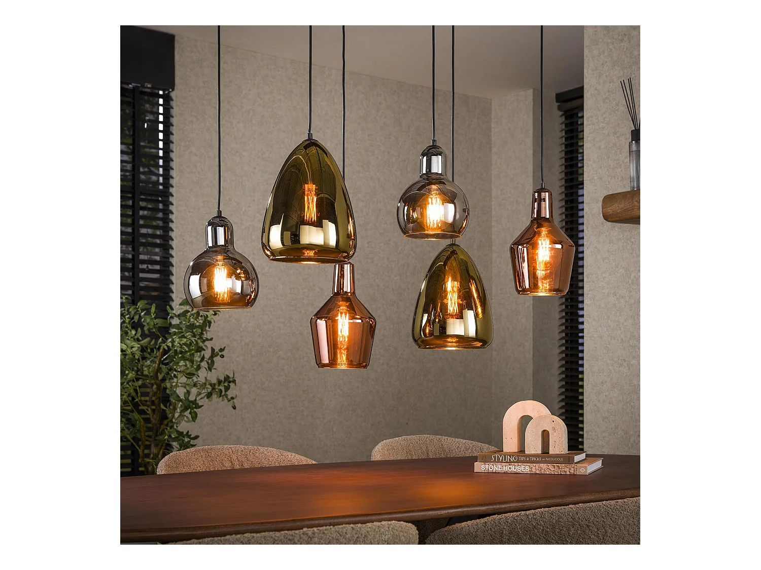 Suspension Mix 3+3 - Verre Tricolore - Noir Arctique