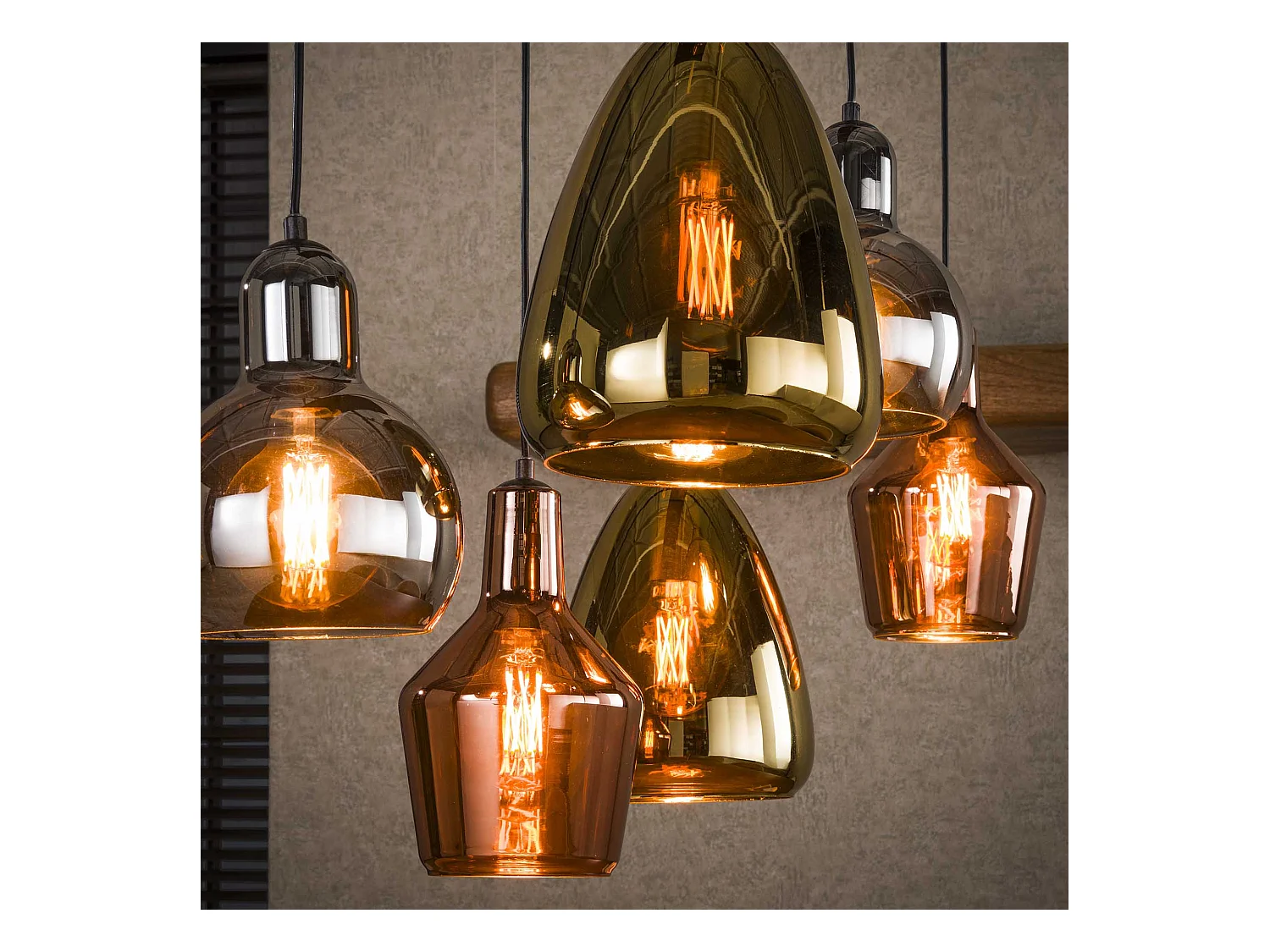 Suspension Mix 3+3 - Verre Tricolore - Noir Arctique