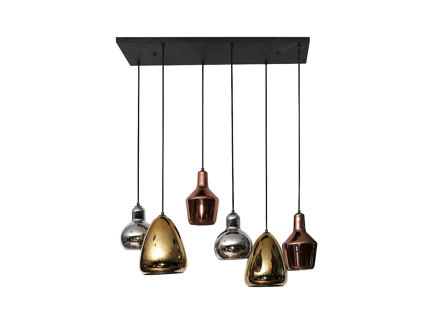 Pendelleuchte 3+3 Mix - Glas Tricolore - Arktisschwarz