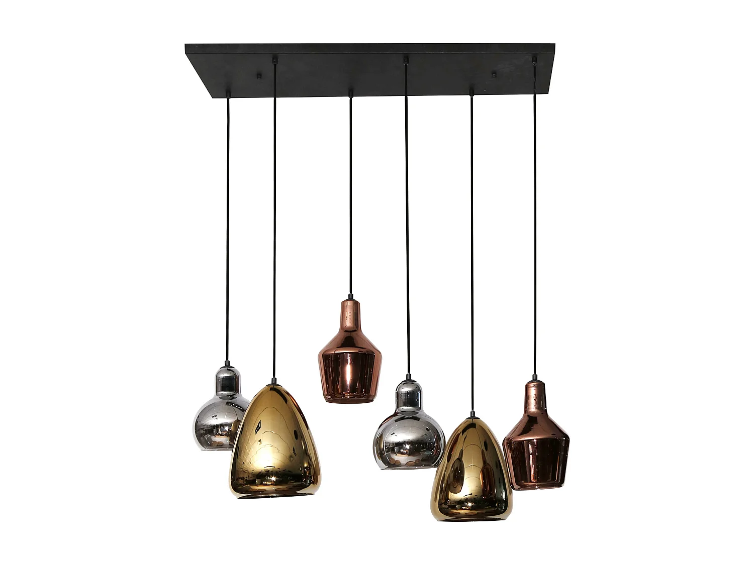 Hanglamp 3+3 Mix - Glass Tricolore - Artic zwart