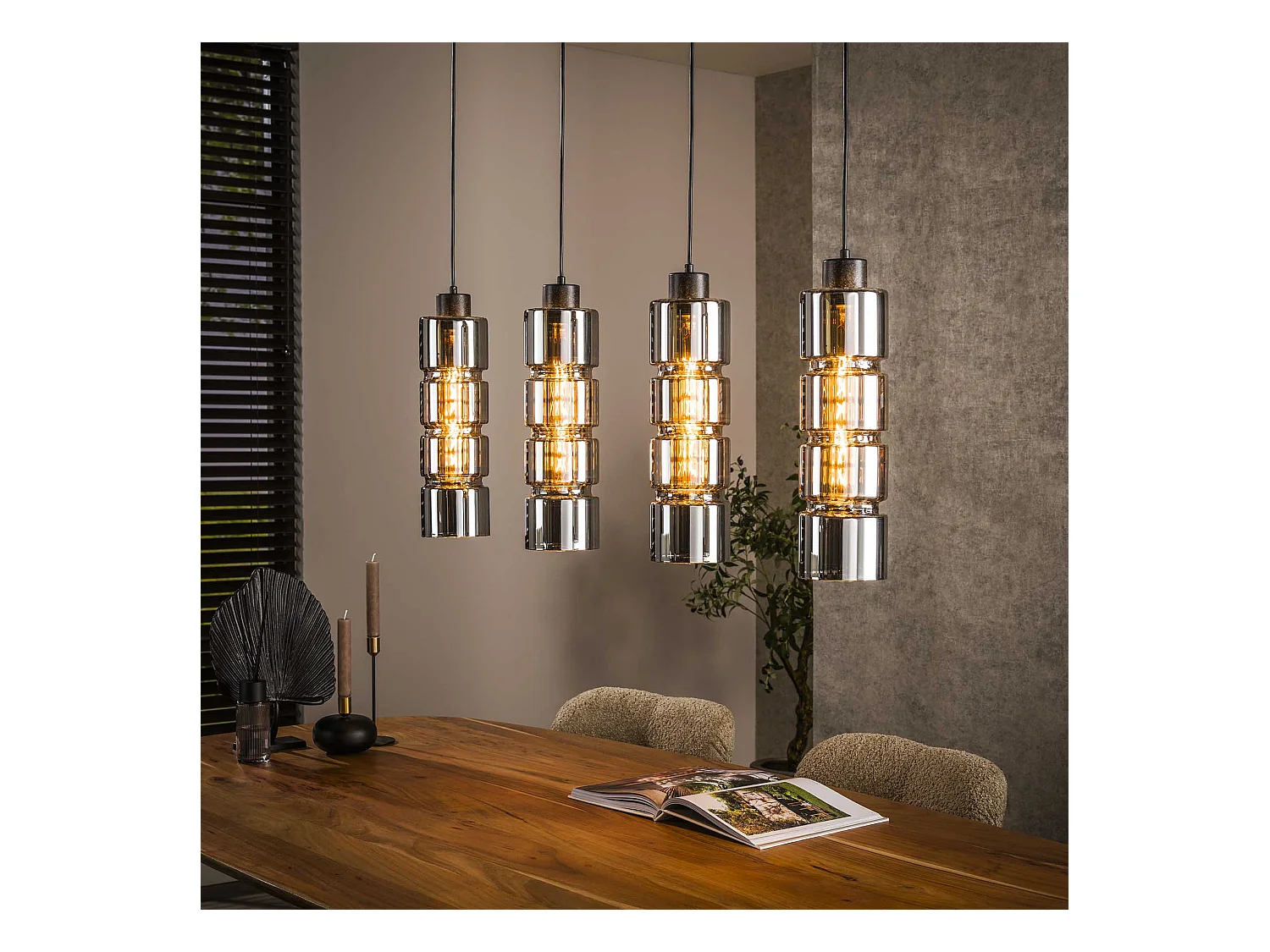 Suspension 4L Cylindre Verre - Noir Artic