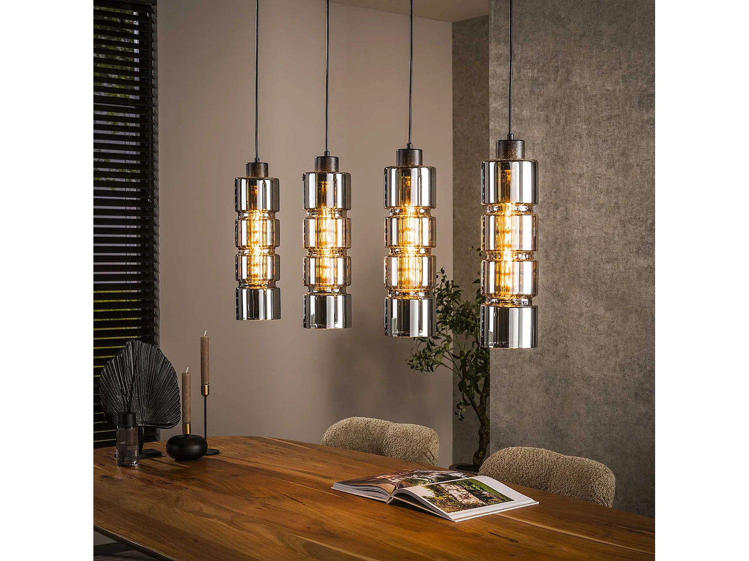 Hanglamp 4L Cylinder Glas - Artic Zwart