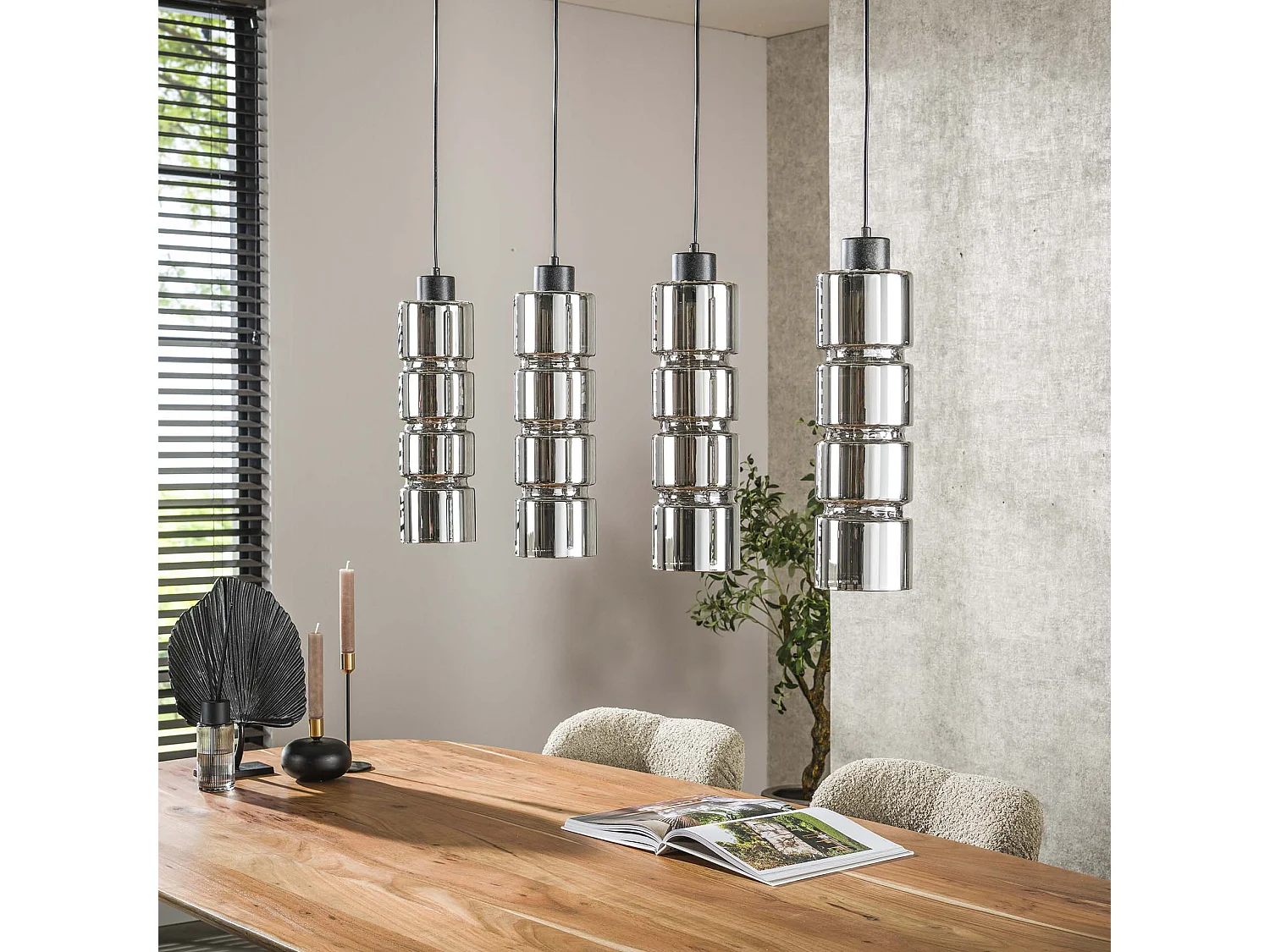 Hanglamp 4L Cylinder Glas - Artic Zwart