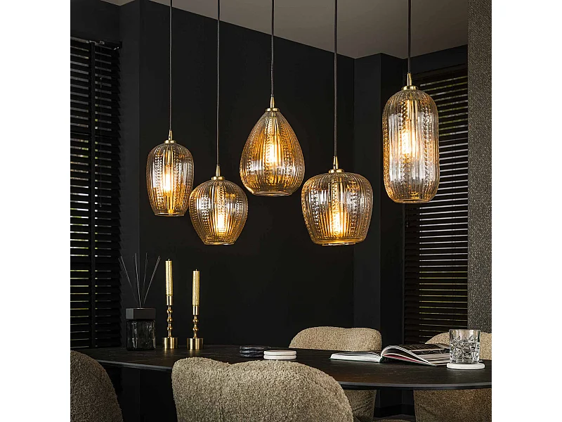 Hanglamp 5L diamond grain mix / Diamond glass