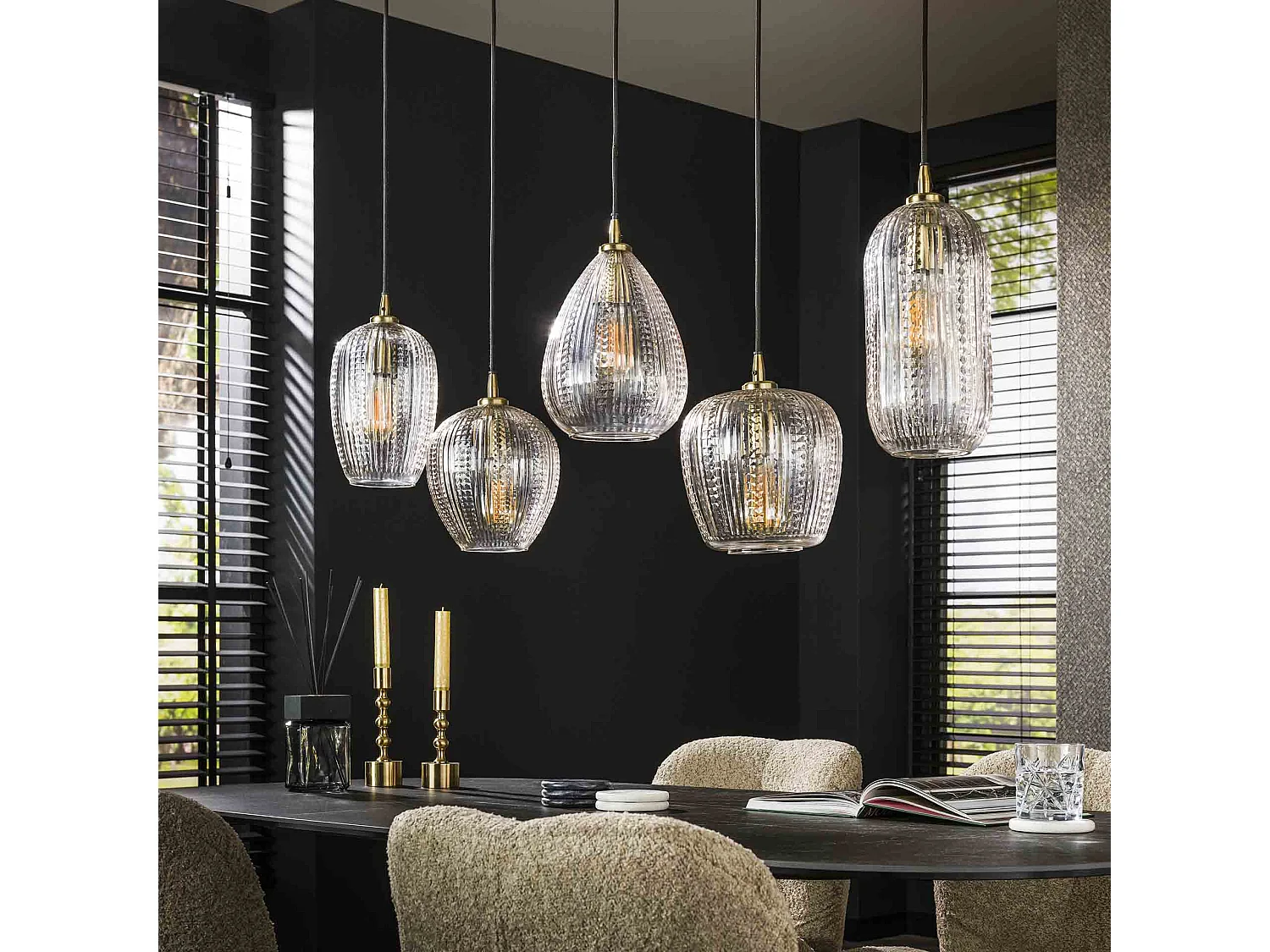 Hängelampe 5L Diamantkorn-Mix / Diamantglas