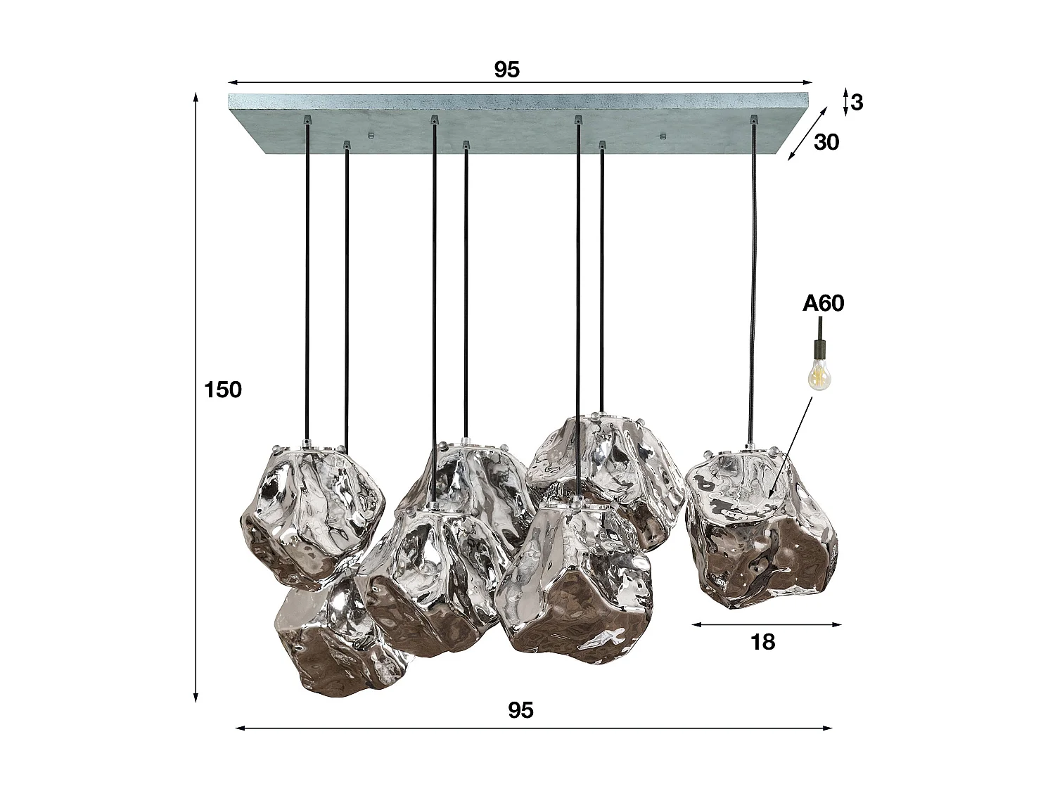Hanglamp Rock - 7 Lampen - Rotsvorm - Industrieel