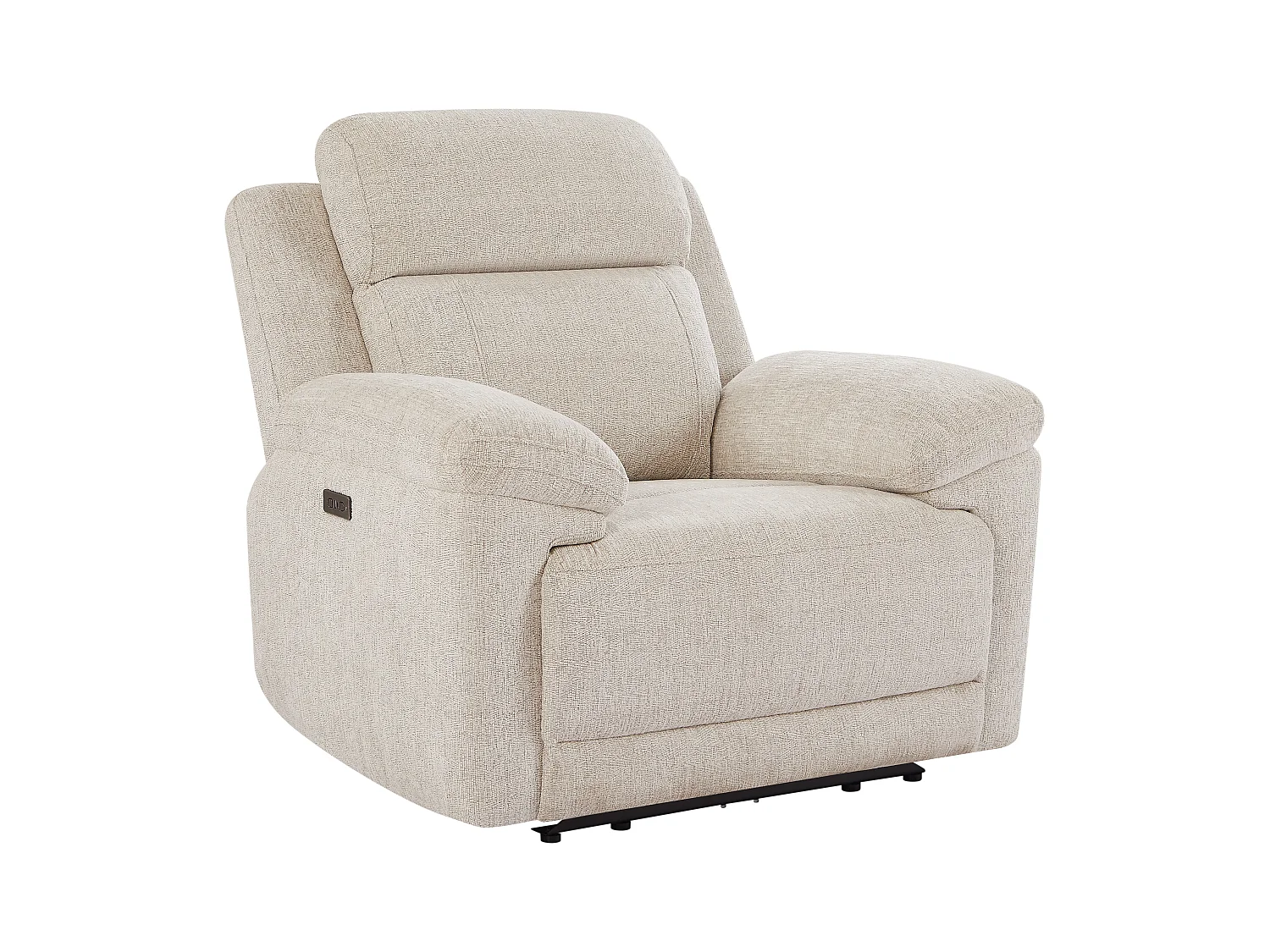 Canapé 3 places et fauteuil relax électrique en tissu chiné beige KELUNO