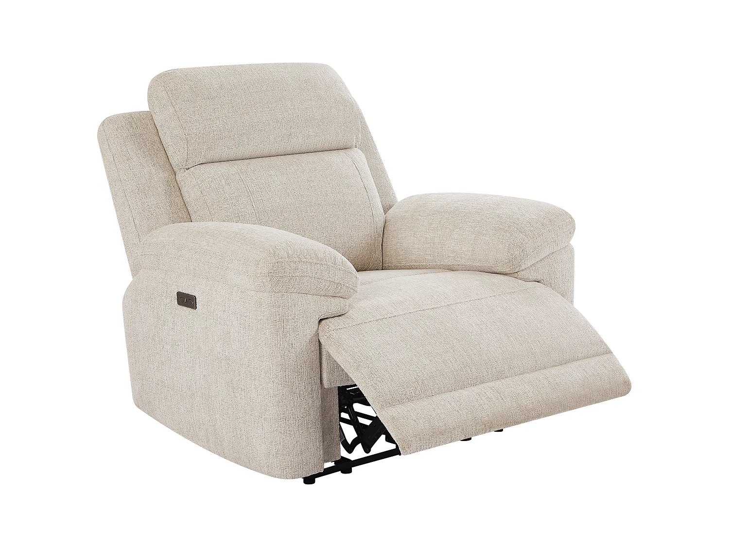 Canapé 3 places et fauteuil relax électrique en tissu chiné beige KELUNO