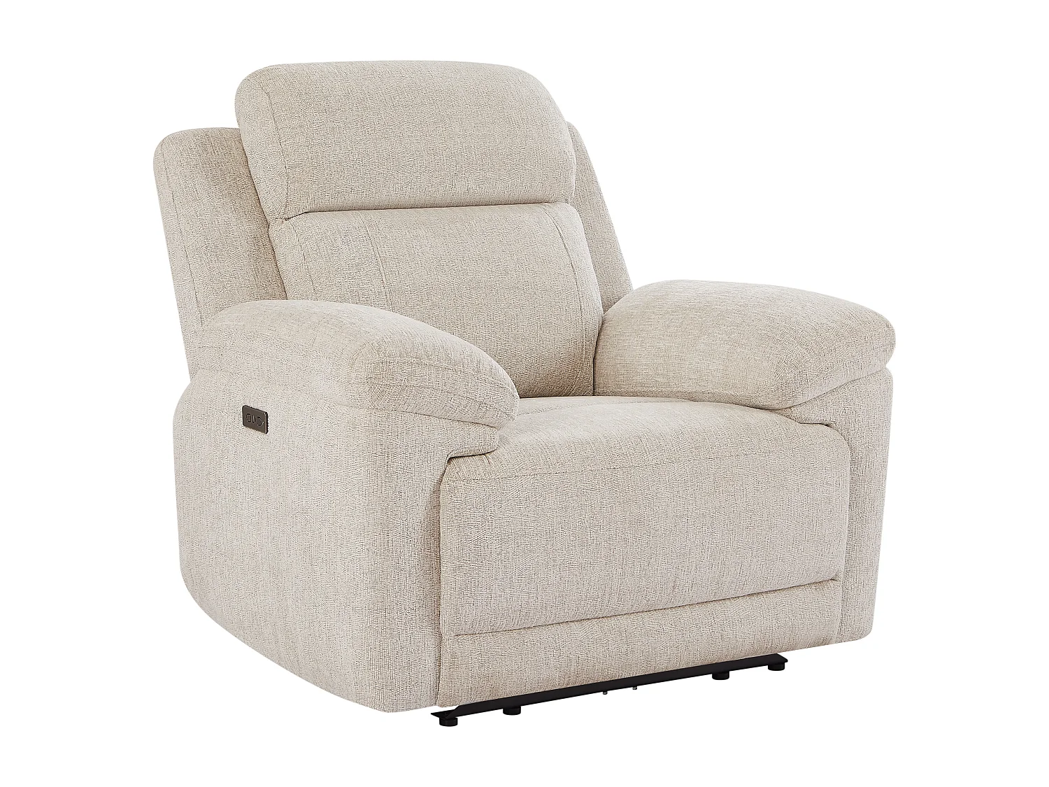 Canapé 3 places et fauteuil relax électrique en tissu chiné beige KELUNO