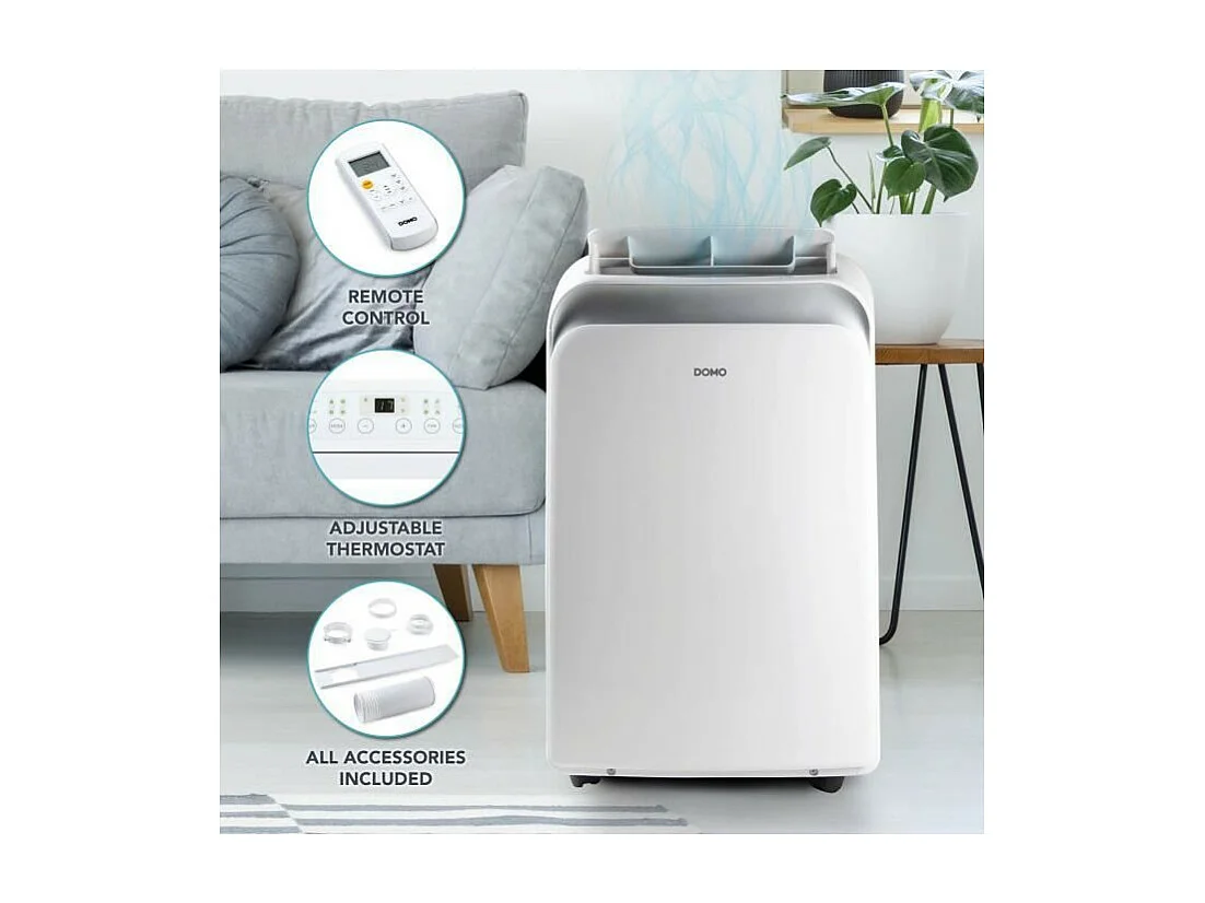 Climatiseur mobile - DOMO - 9000BTU - 1020 W - Refroidissement - Ventilation - Déshumidificateur - Classe énergétique A+