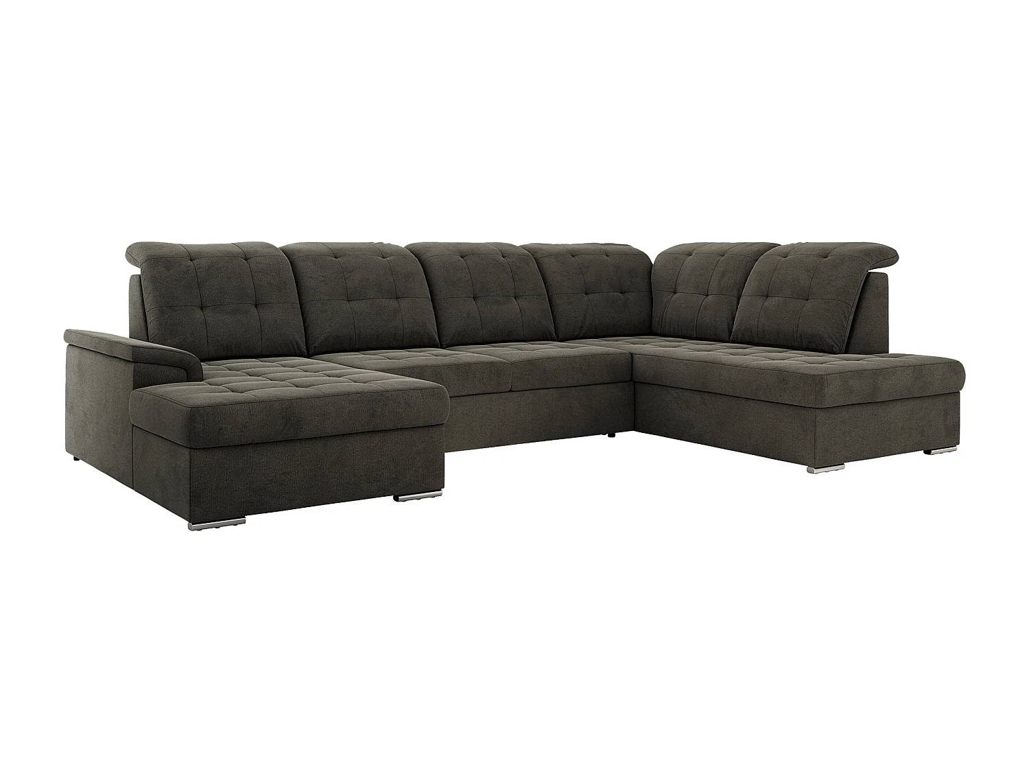 Ecksofa MADRITO U - mit verstellbarer Rückenlehne, Armlehne, L-förmige Ecke, Bettkasten - Dunkelgrau Velvet - Ecke Rechts