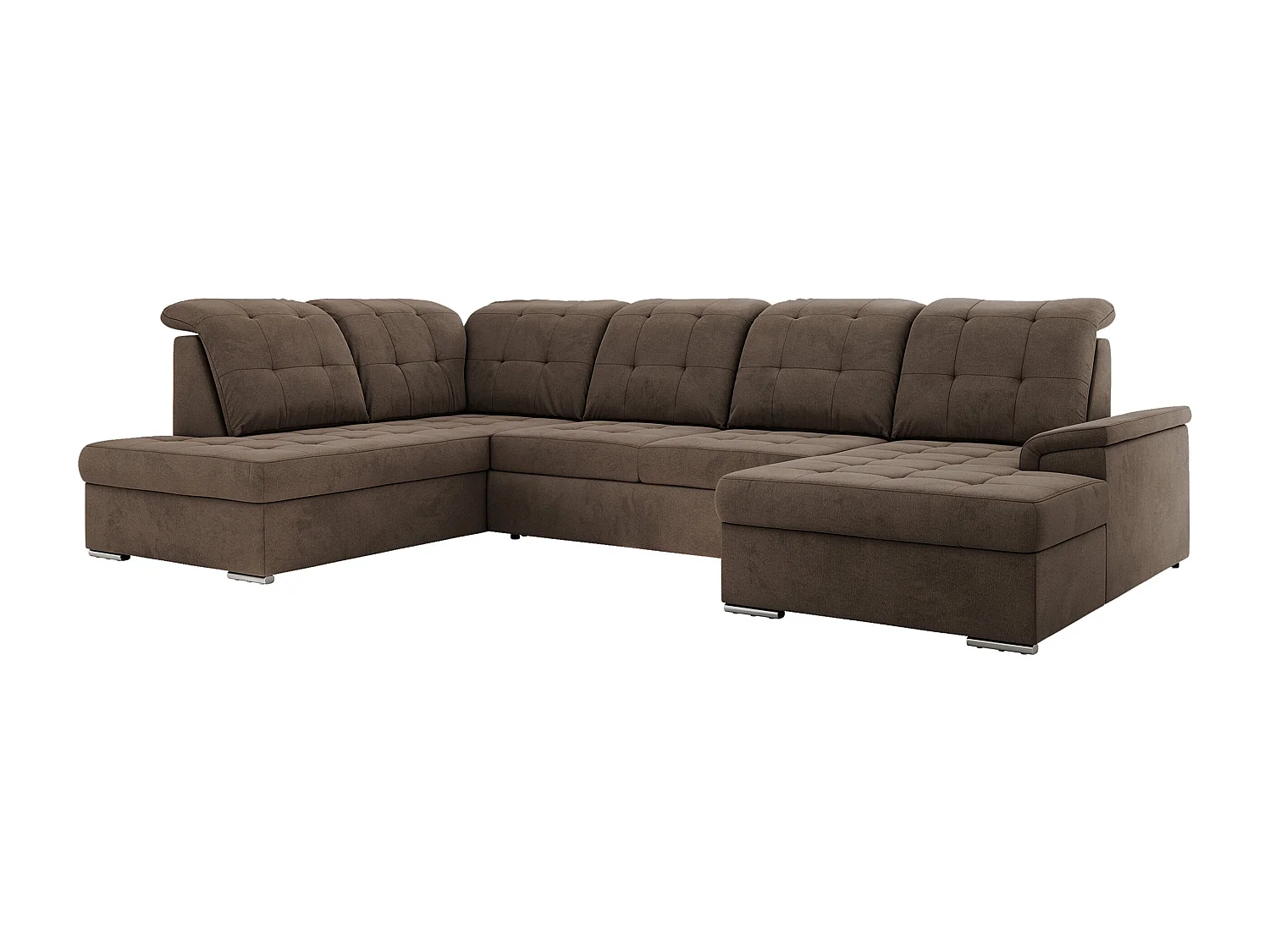 Ecksofa MADRITO U - mit verstellbarer Rückenlehne, Armlehne, L-förmige Ecke, Bettkasten - Braun Velvet - Ecke Links
