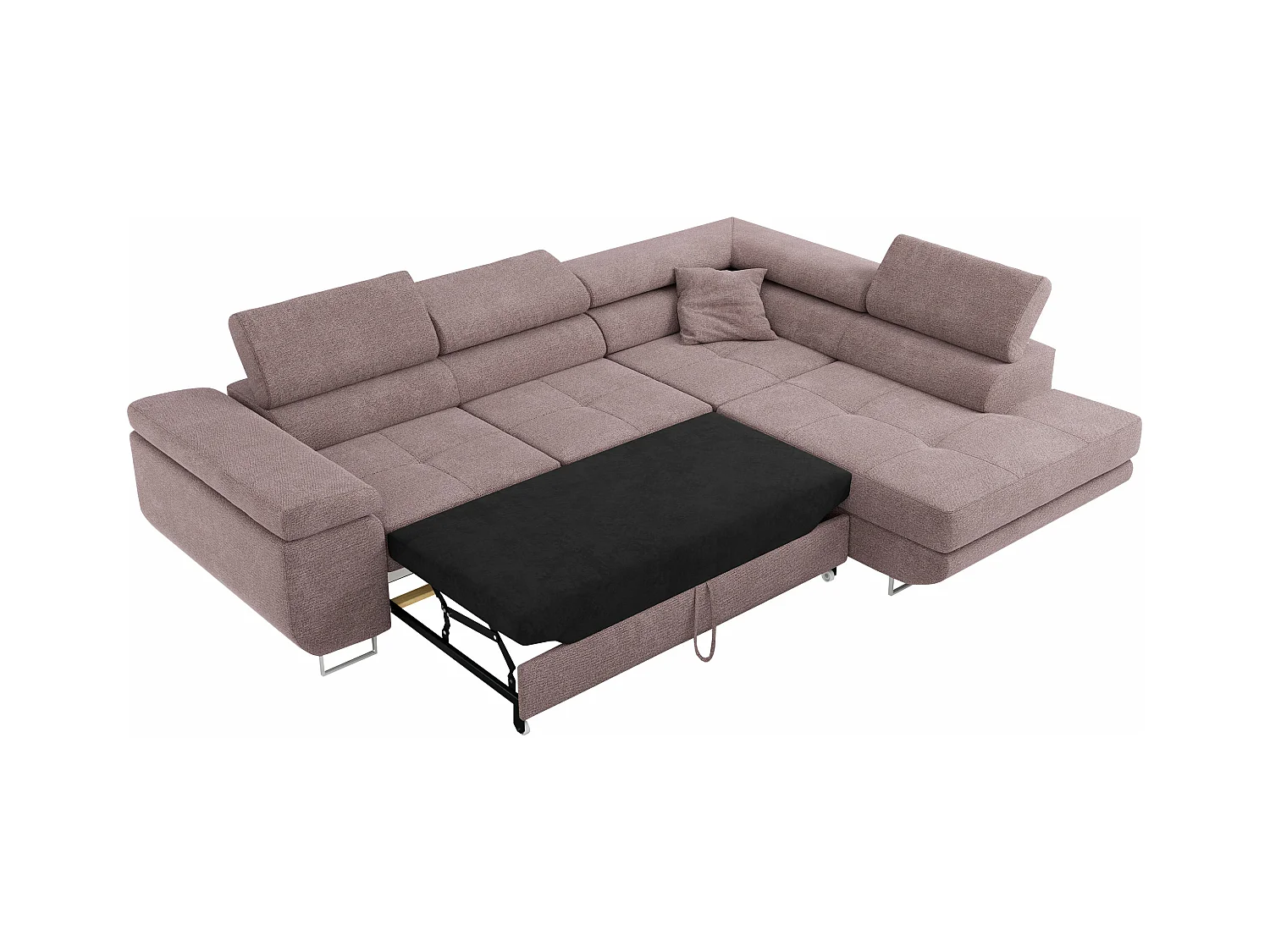 Ecksofa GUSTAW - mit Schlaffunktion, verstellbare Kopfstützen, Metallbeine - Rose Stukture - Ecke Rechts