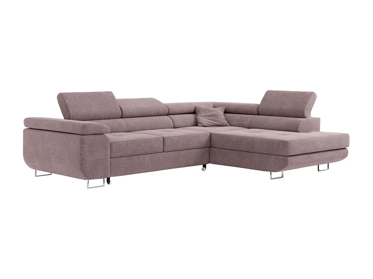 Ecksofa GUSTAW - mit Schlaffunktion, verstellbare Kopfstützen, Metallbeine - Rose Boucle - Ecke Rechts