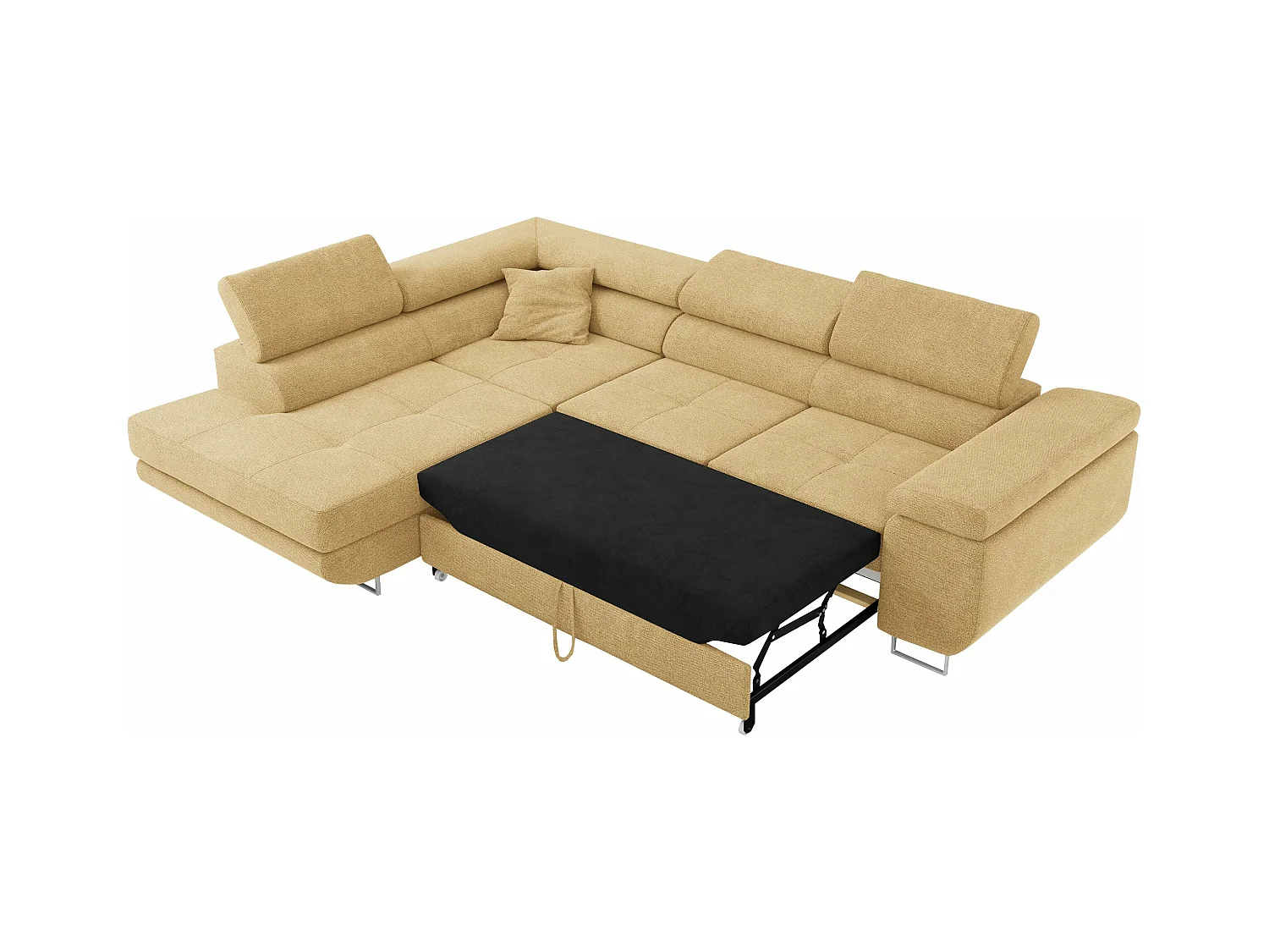 Ecksofa GUSTAW - mit Schlaffunktion, verstellbare Kopfstützen, Metallbeine - Gelb Stukture - Ecke Links