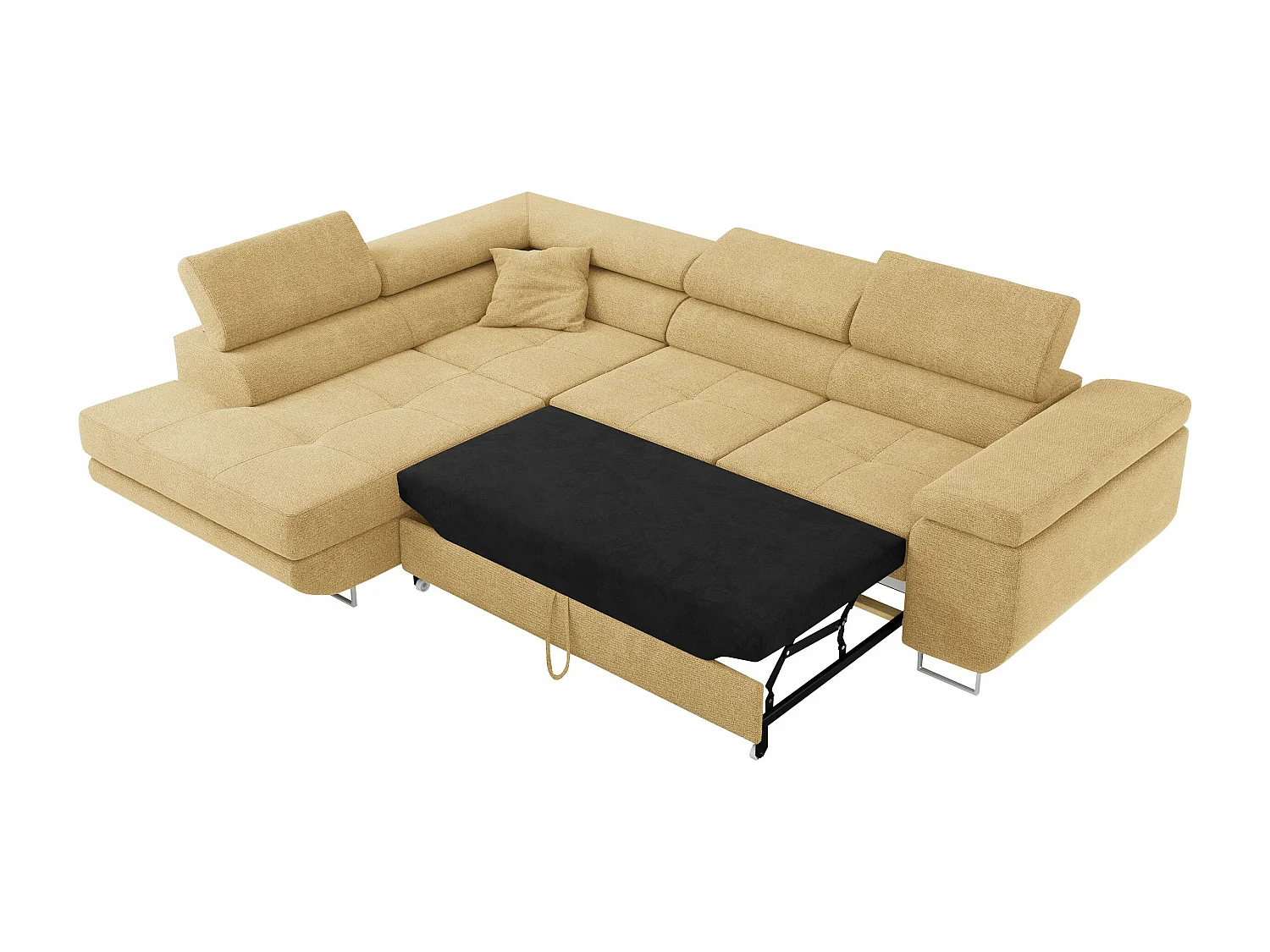 Ecksofa GUSTAW - mit Schlaffunktion, verstellbare Kopfstützen, Metallbeine - Gelb Stukture - Ecke Links