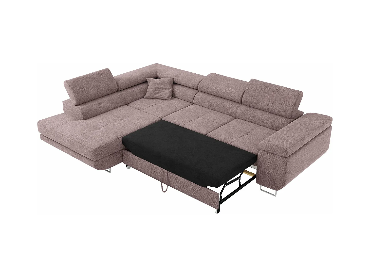 Ecksofa GUSTAW - mit Schlaffunktion, verstellbare Kopfstützen, Metallbeine - Rose Stukture - Ecke Links