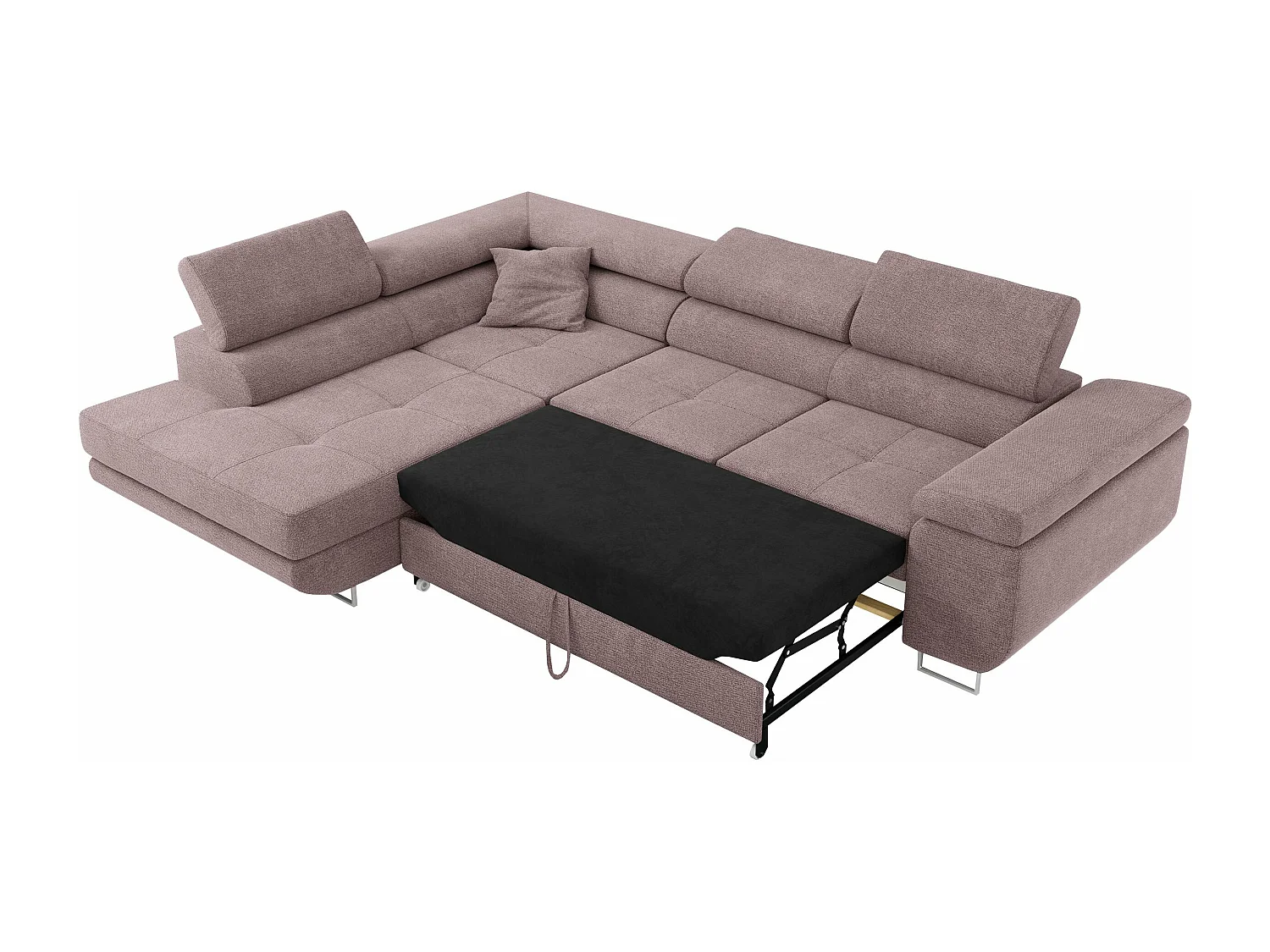 Ecksofa GUSTAW - mit Schlaffunktion, verstellbare Kopfstützen, Metallbeine - Rose Stukture - Ecke Links