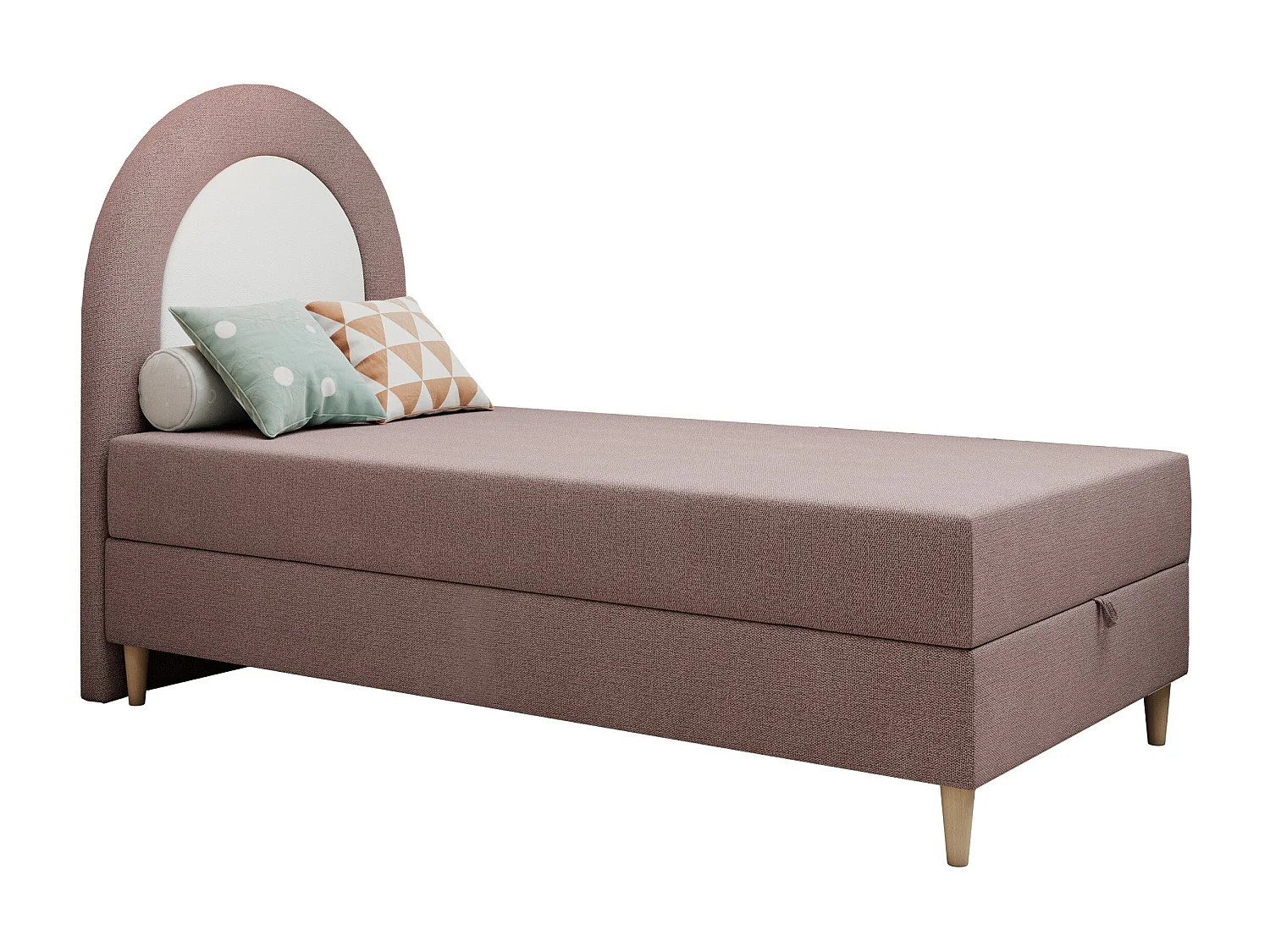 Kinderbett NEST - Boxspringbett für Kinder, mit hohem Kopfteil, Einzelbett mit Stauraum und Matratze - 90x180 cm - Rosa Strukture